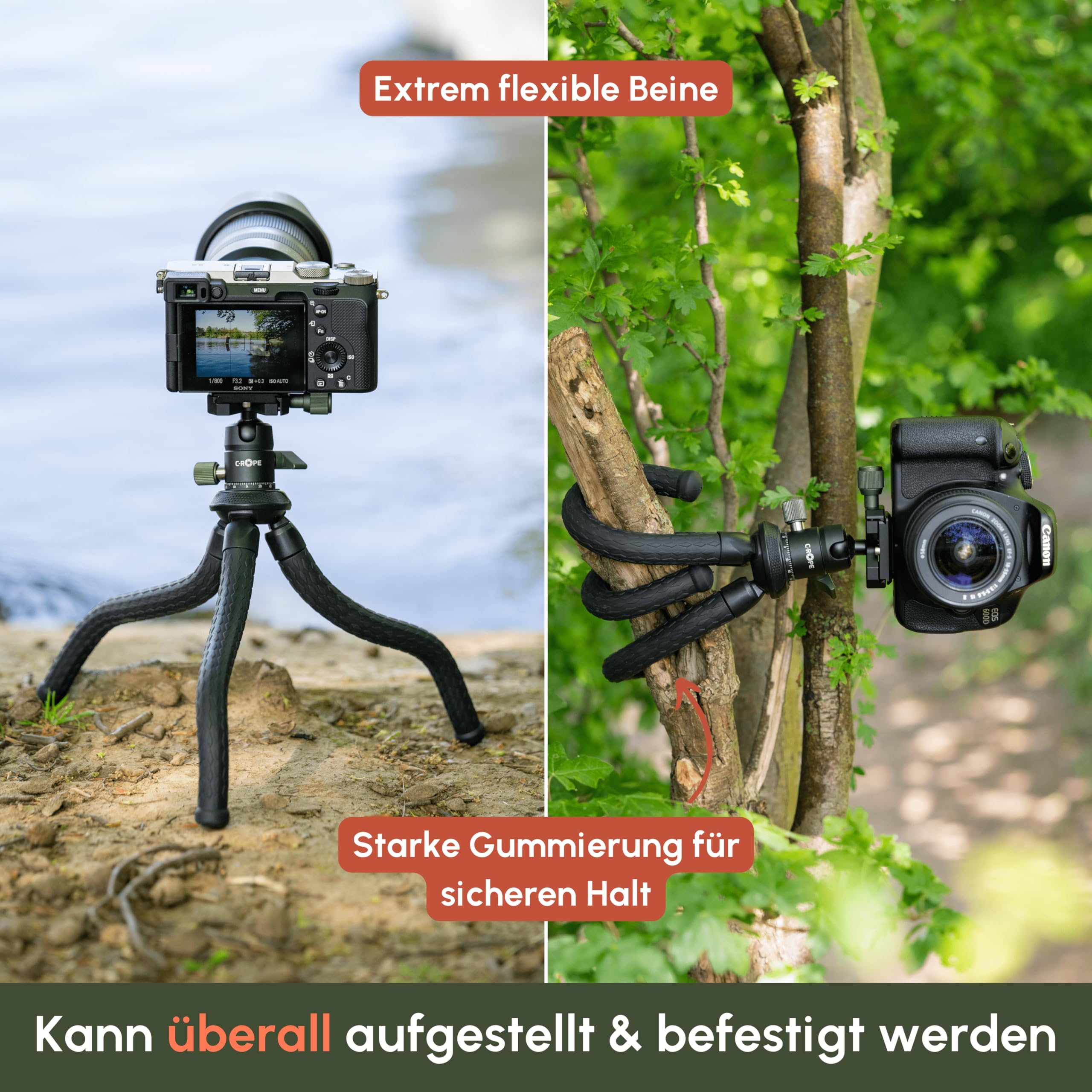 C-Rope Creatorpod Flexible Camera Tripod with 360 Degree Ball Head, Maximum Load 2 kg, Arca Swiss, Camera Tripod