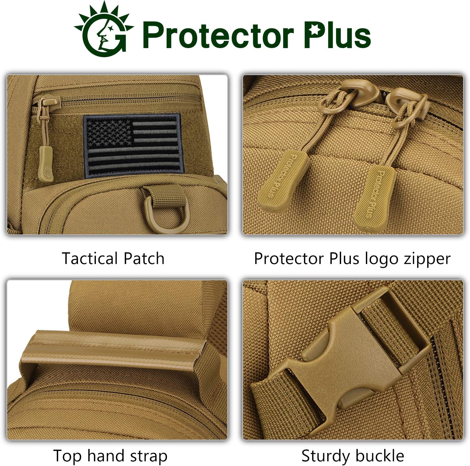Protector Plus Tactical Sling Bag Military MOLLE Crossbody Packs Chest Shoulder Backpack (Patch Included) - Image 7