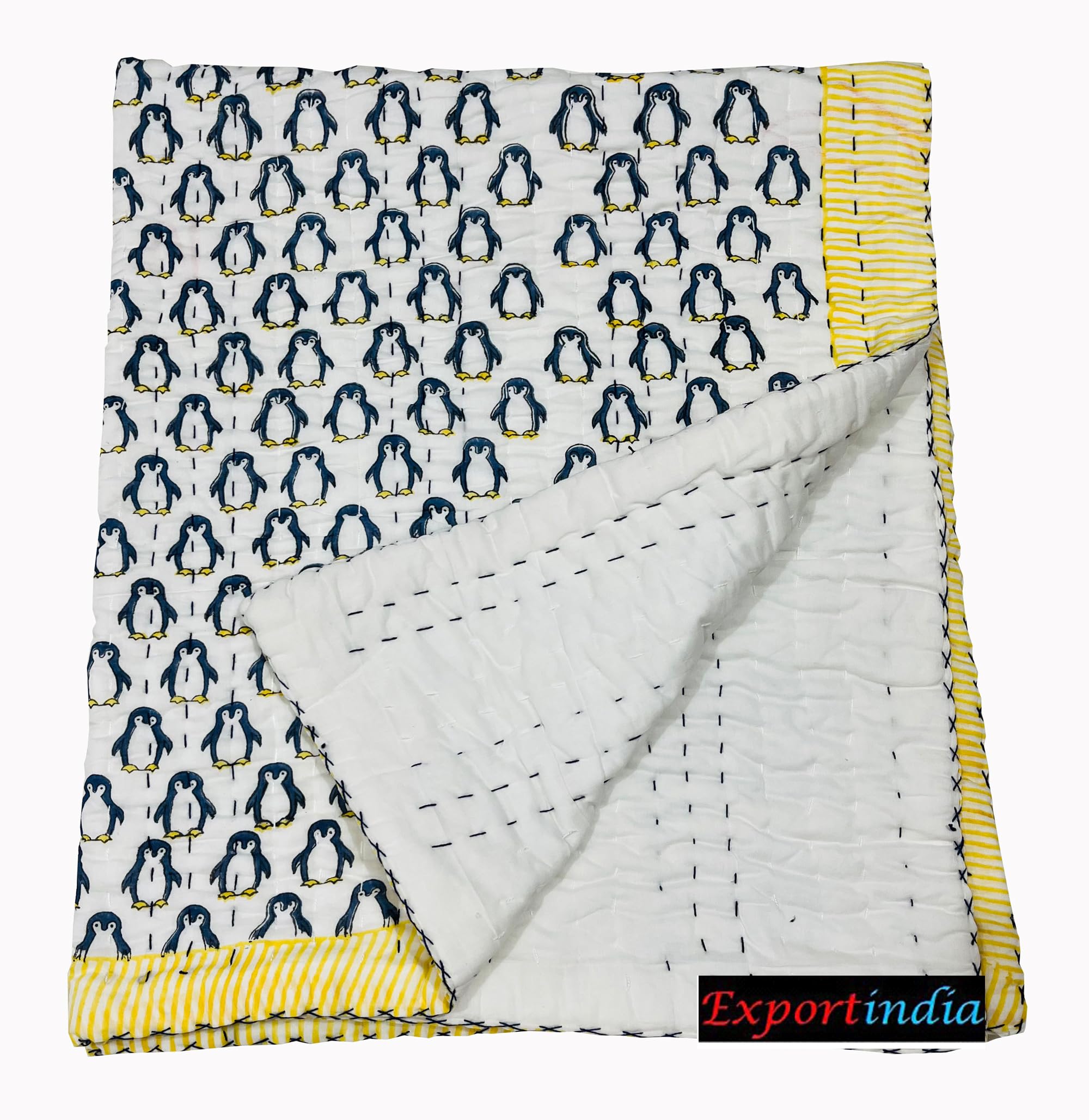 Generic Exportindia 100% Cotton Baby Quilt New Hand Block Print Baby Quilt Soft Warm Cotton Baby Quilt Warm Quilt