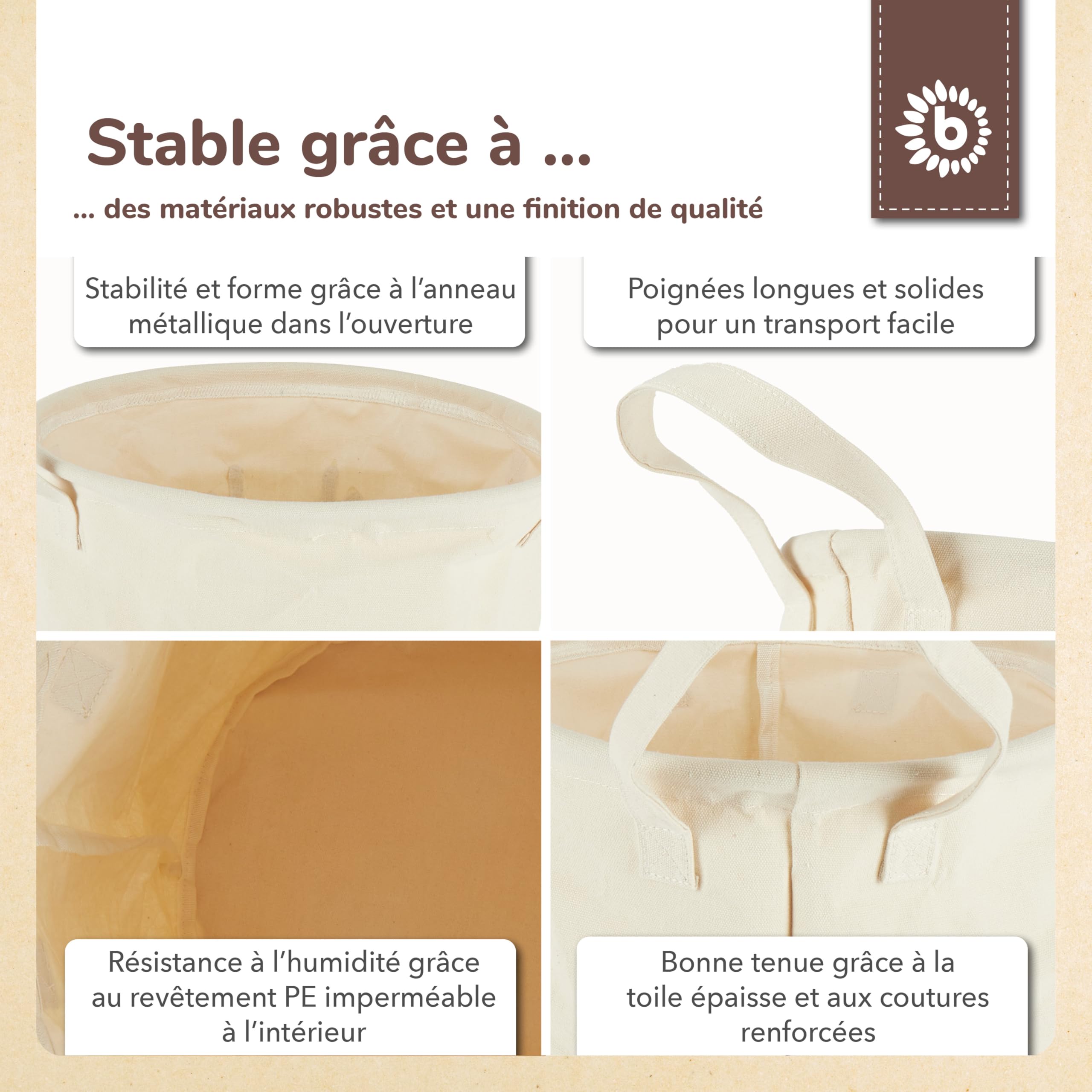 Bieco Panier à linge pour bébé hérisson | Grand panier de rangement pour enfants en coton et imperméable | Rangement pour chambre d'enfant | Panier de jouets pour filles