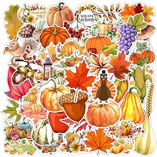 YUJUN 50 PCS Thanksgiving Stickers, Autumn Fall Pumpkin Turkey Maple Lea...