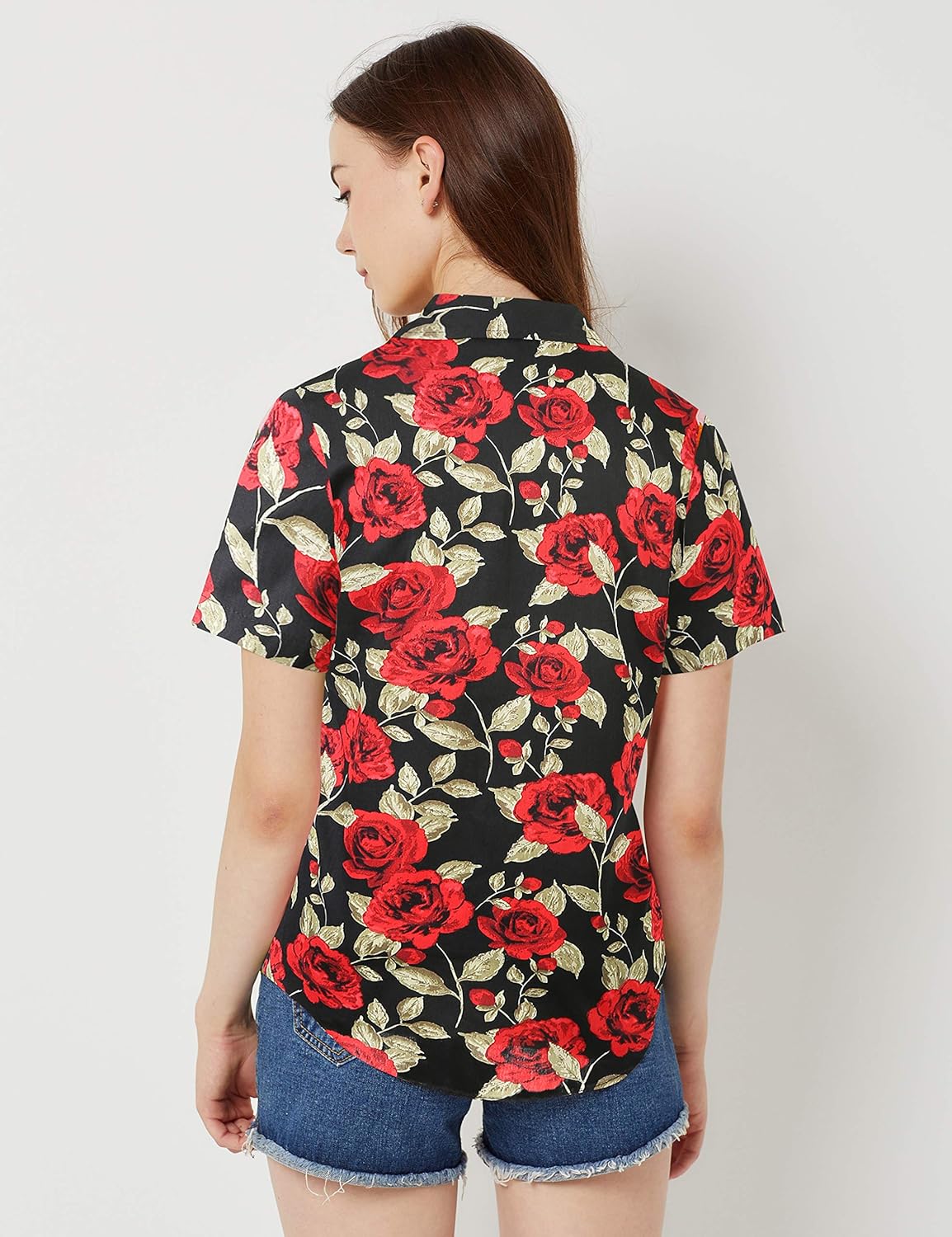 SSLR Womens Hawaiian Shirts Short Sleeve Blouses Casual Button Down Shirts for Women - Image 5