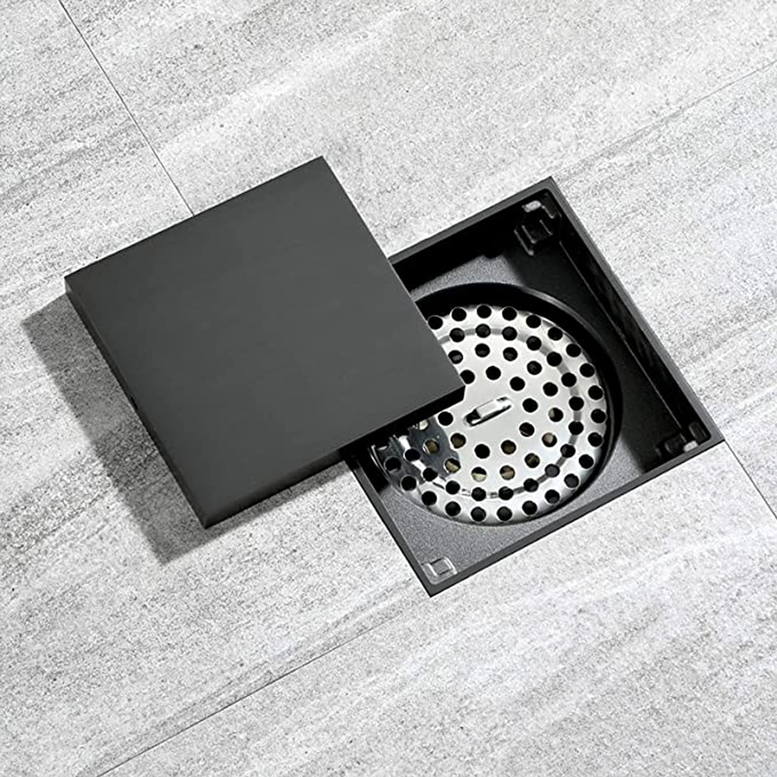 Desagüe de Ducha de 4 Pulgadas, desagüe de Suelo Cuadrado de latón, Pistola, desagüe de Suelo de Ducha Invisible Gris