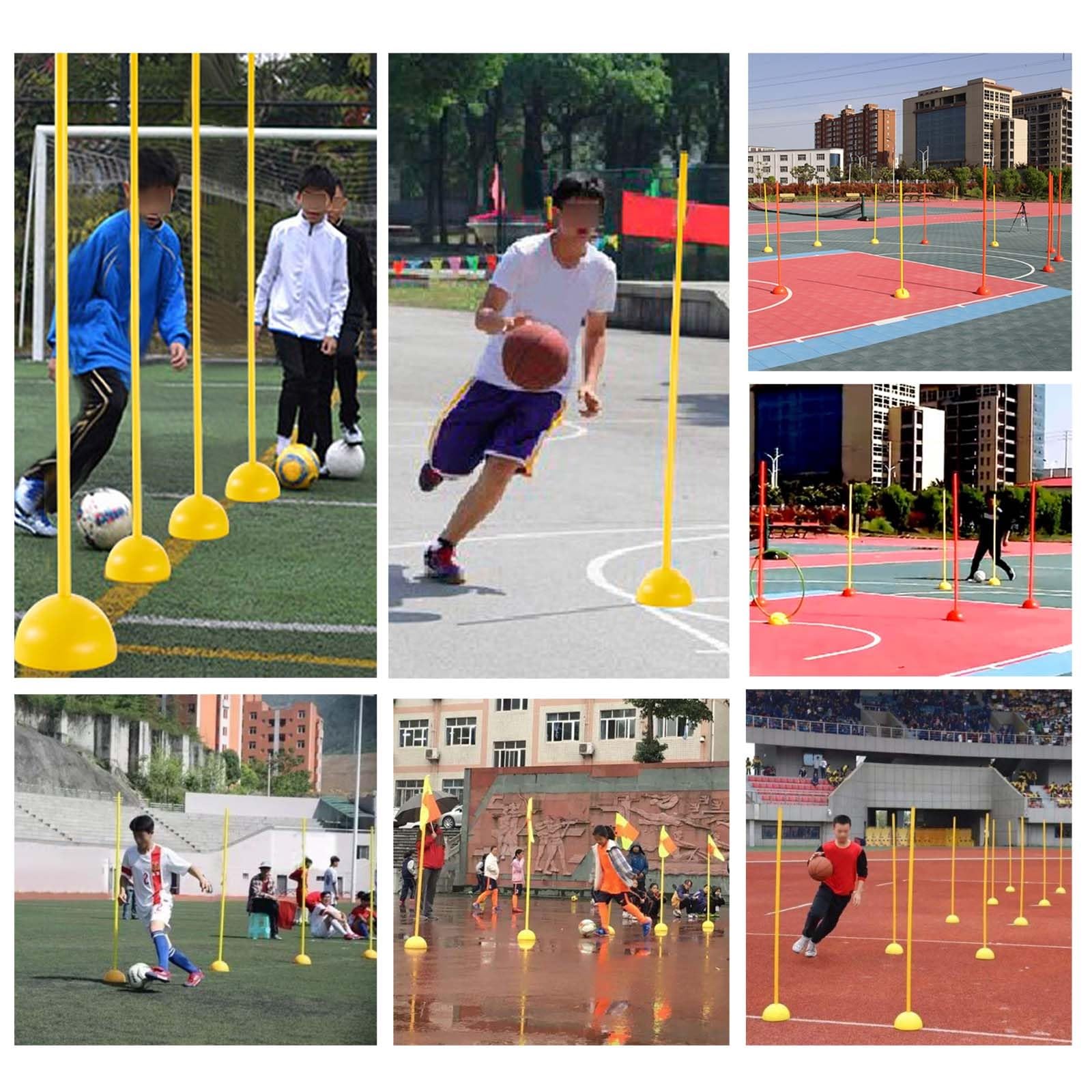 Vallas entrenamiento, Picas de Slalom Agility 6 12 18 Sets Adultos Adolescentes Deportes Entrenamiento Slalom Polos, Longitud 1 1.2 1.5m Postes de Entrenamiento de Fútbol, Poste de señales para mejora