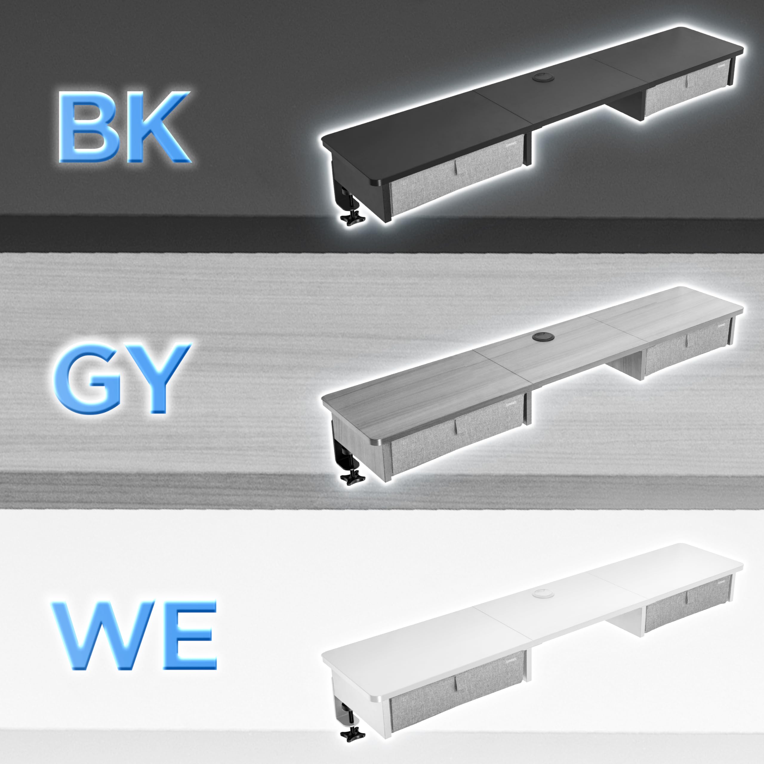 Duronic DD3 BK Accessorio per Scrivania 120 cm Nero con 2 Cassetti | Compatibile con Tutti i Desk Top da 120 cm | Superficie per Sollevare lo Schermo | Professionale Estetico e Organizzato