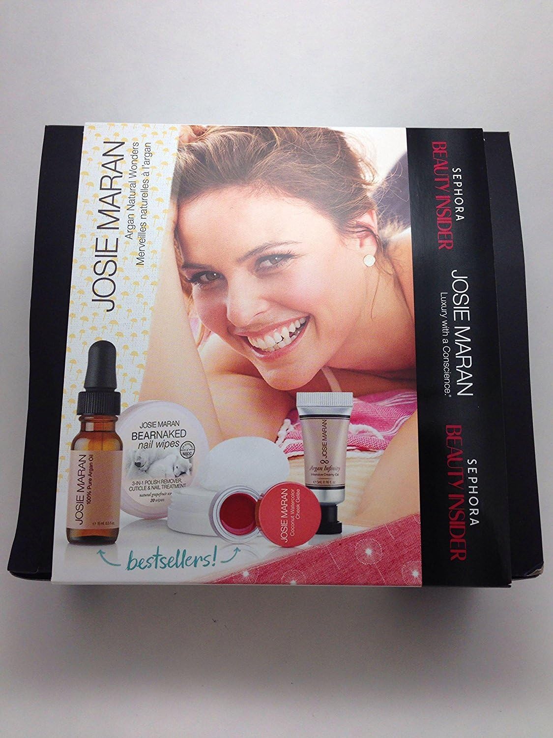 Josie Maran Argan Natural Wonders ( Coconut Watercolor Cheek Gelee Pink Escape, 100% argan oil, Argan Infiity, & Bearnaked nail wipes )