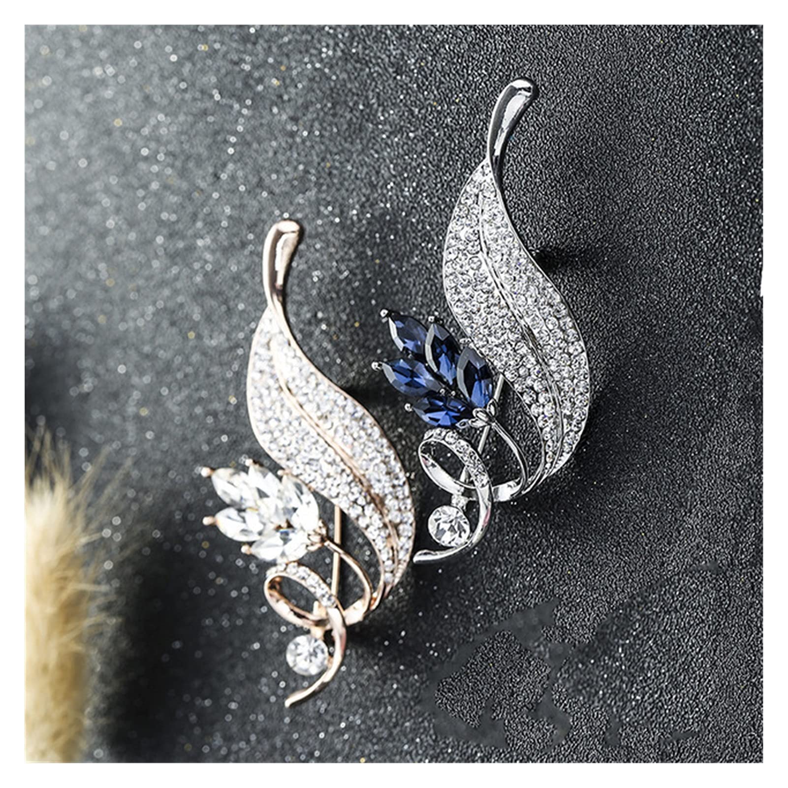 WXKAGF Spilla Femminile Blu Bianca con zirconi Spille per Gioielli in Oro Color Argento per Le Donne Accessori per Cappotti con Spille a Fiori Carini