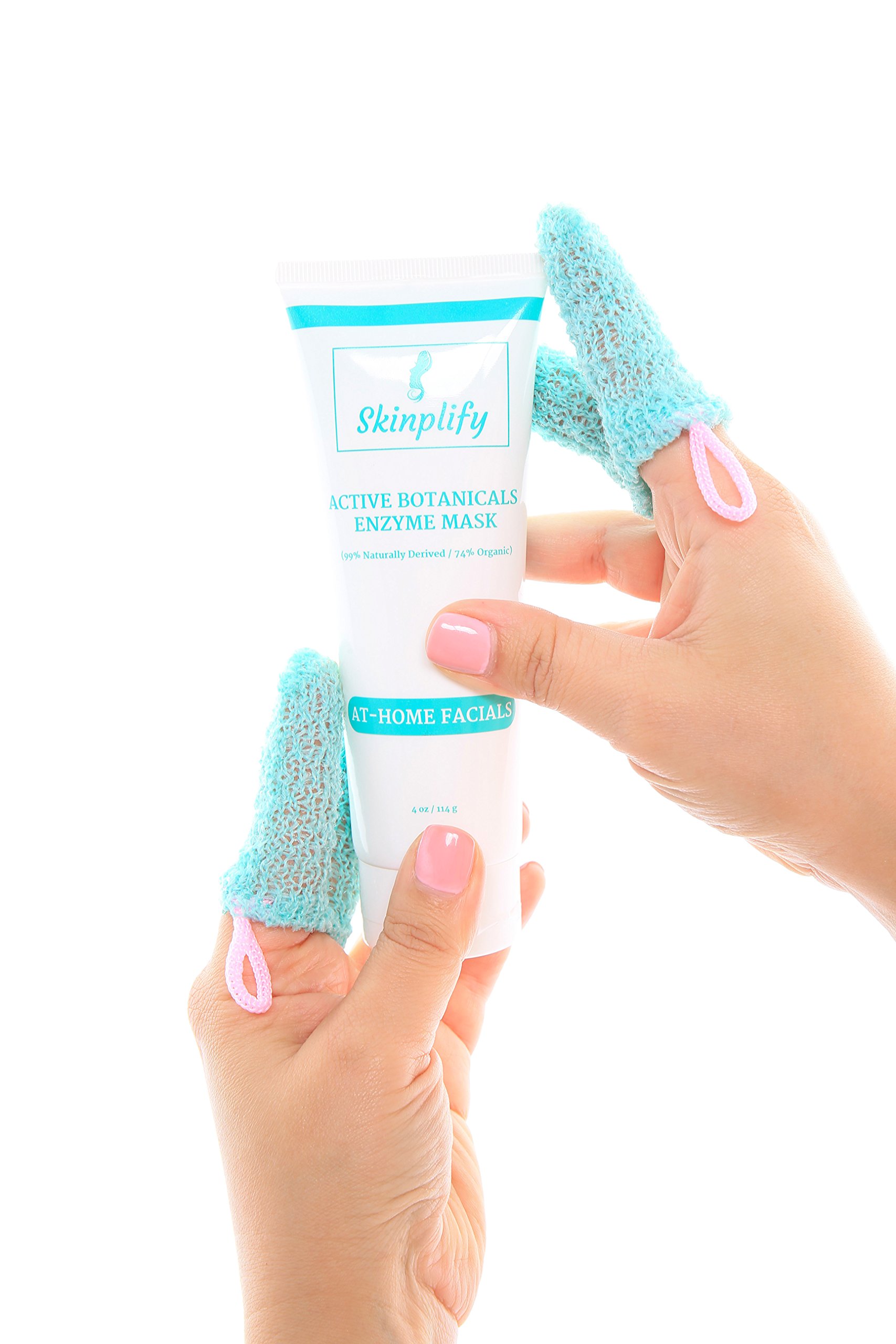 Active Botanicals Enzyme Mask with Microderm Finger Gloves Blackhead eraser Anti-Aging Brightening Pumpkin Papaya Kojic Glycolic VitaminB5 At-Home facial