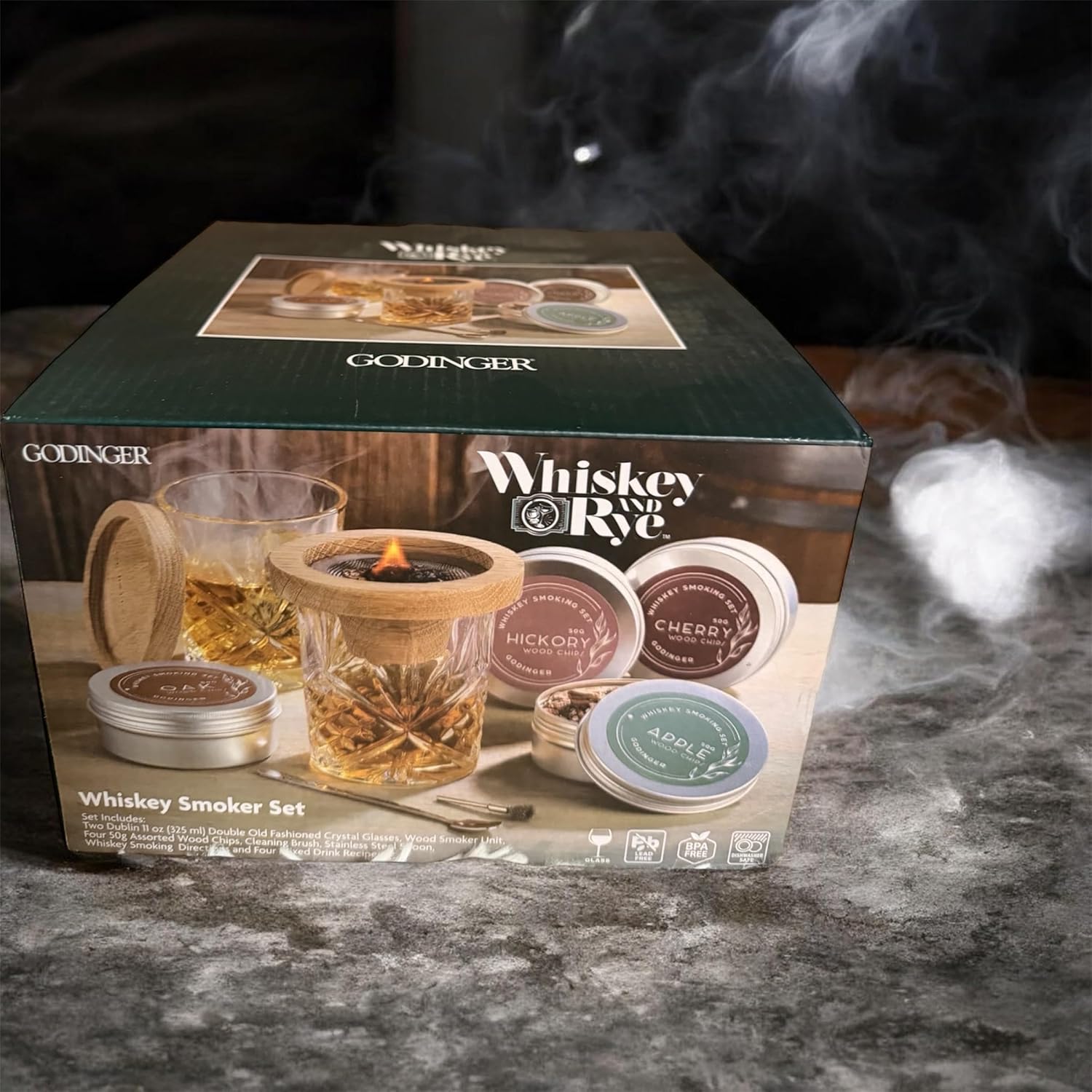 Crystal Whiskey Smoker Set by Godinger