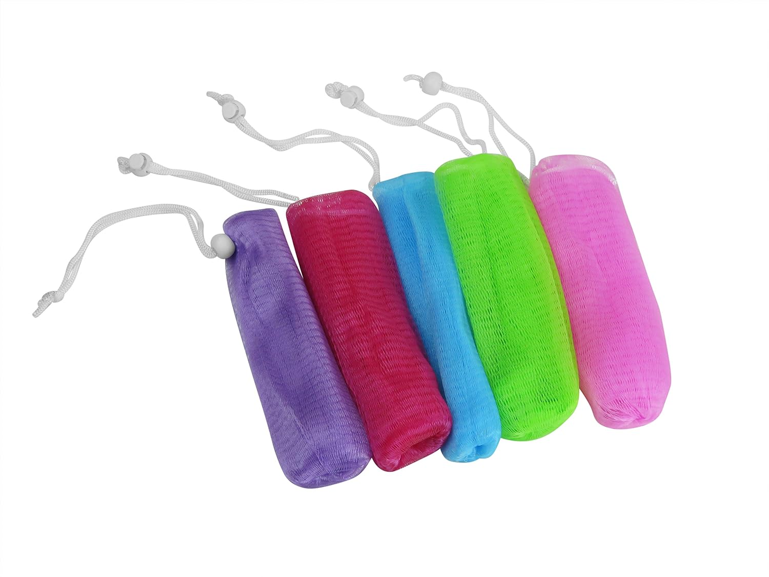Evelots 5 Pack Exfoliating Soap Saver-Mesh Pouches-Bath/Shower-Hanging Cord-Save