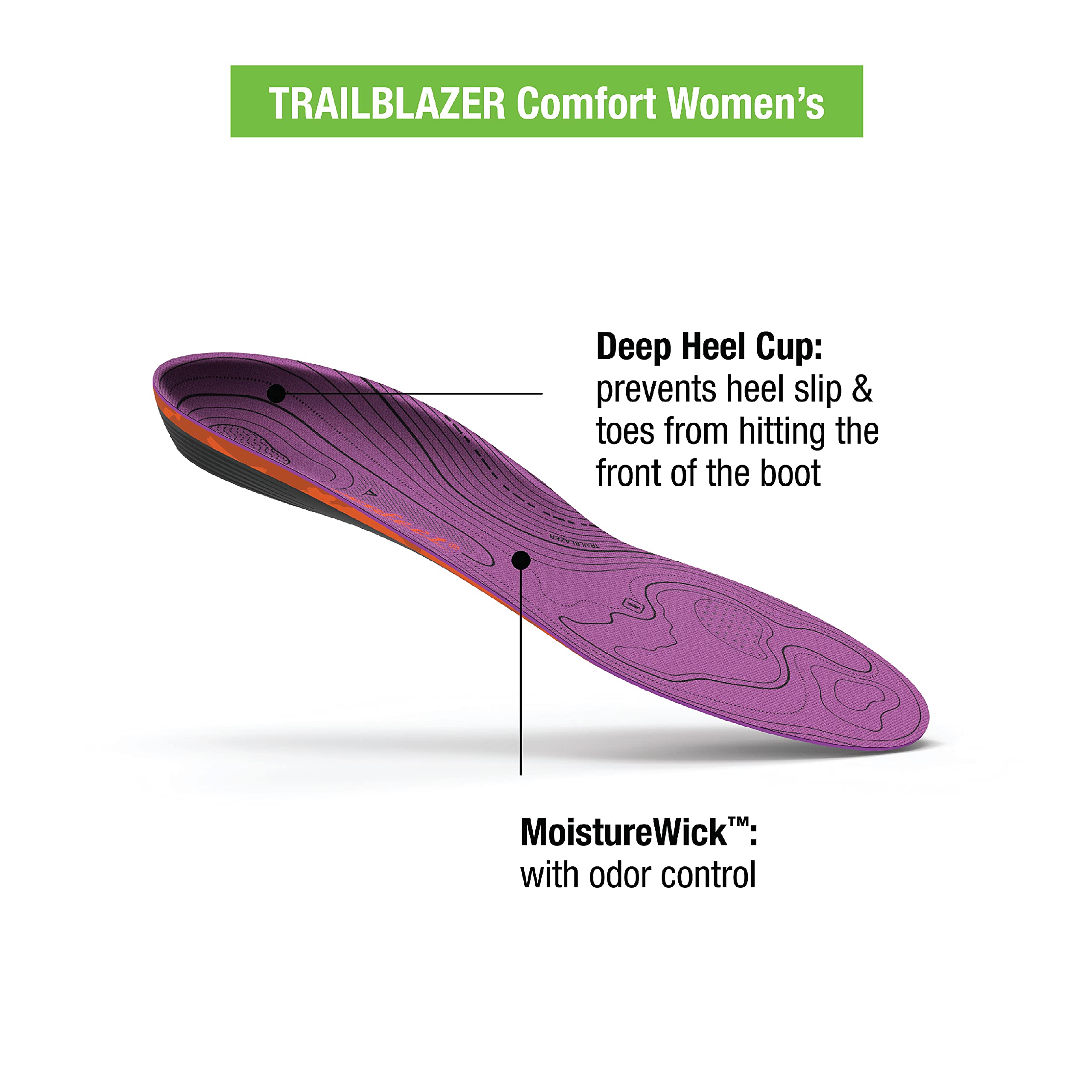 Superfeet Trailblazer Comfort Women's Carbon Fiber Orthotic Arch Support Insoles - 6.5-8 Women