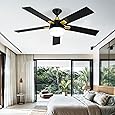 DWVO 5 Blade Ceiling Fan with Light and Remote, 52 Inch Modern White and Gold Ceiling Fan, 6-Speed Quiet DC Motor, LED Tri-Color Temperature, Memory Function for Bedroom, Living Room, Patio