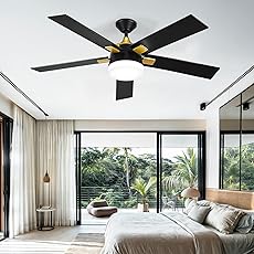 DWVO 5 Blade Ceiling Fan with Light and Remote, 52 Inch Modern White and Gold Ceiling Fan, 6-Speed Quiet DC Motor, LED Tri-Color Temperature, Memory Function for Bedroom, Living Room, Patio