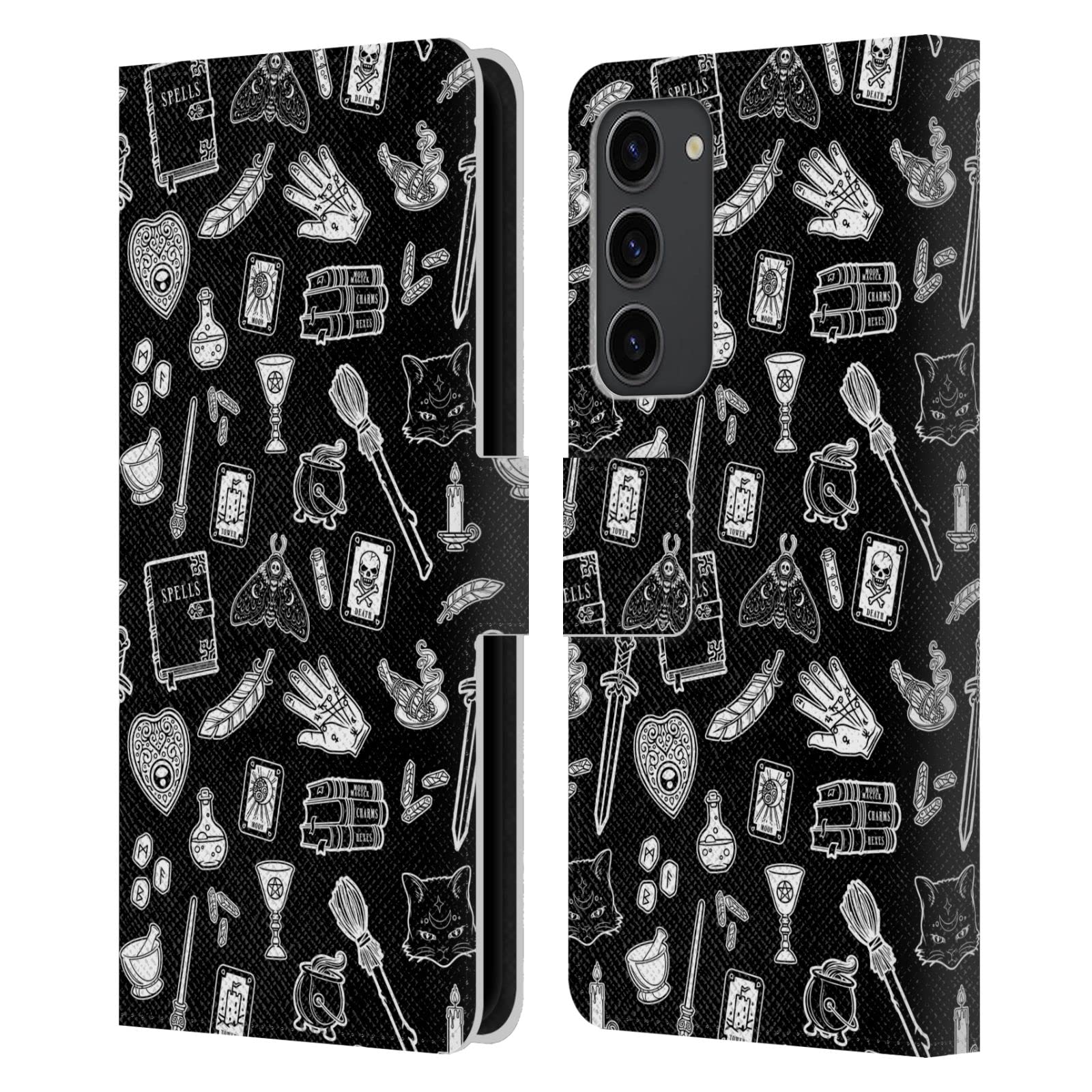 Funda de cuero tipo libro Magick Stuff Negro para Samsung Galaxy S23+ 5G 7