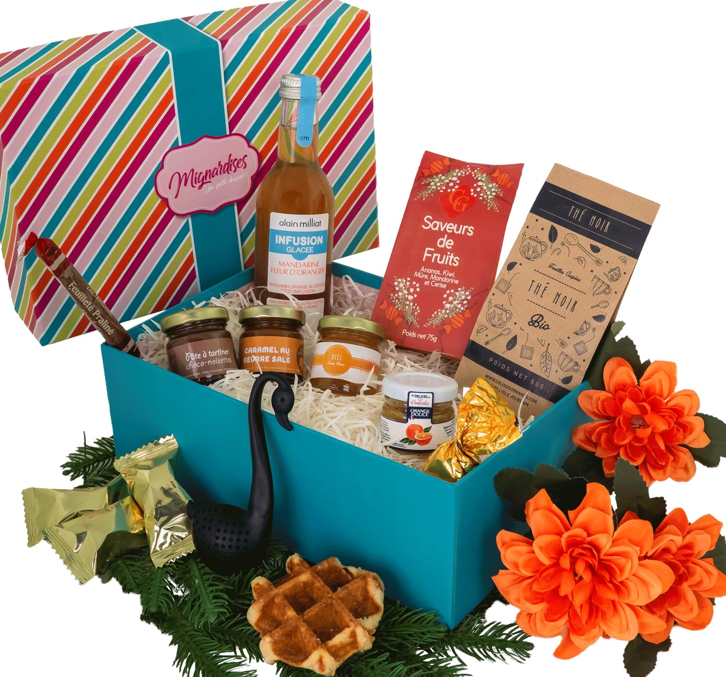 COLIS GOURMANDS Panier Garni Sucré Coffret Gourmand à Offrir Idéal pour Cadeau Chandeleur Fête des Mères Fête des Pères Anniversaire Noël Retraite