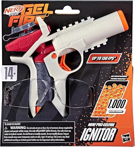Miniatura 2 de Nerf Pro Gelfire Ignitor Blaster, 1000 rondas Gelfire, capacidad de 60 redondas, imprimación en T, hasta 150 FPS, gafas, regalos para adolescentes a