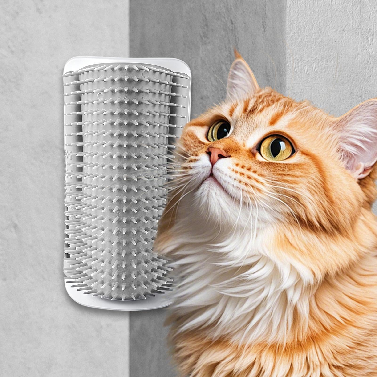 Brosse de toilettage automatique pour chat, ensemble mural d'angle, système de peigne de massage pour chats d'intérieur avec design anti-stress, griffage et nettoyage, outil léger pour animaux de
