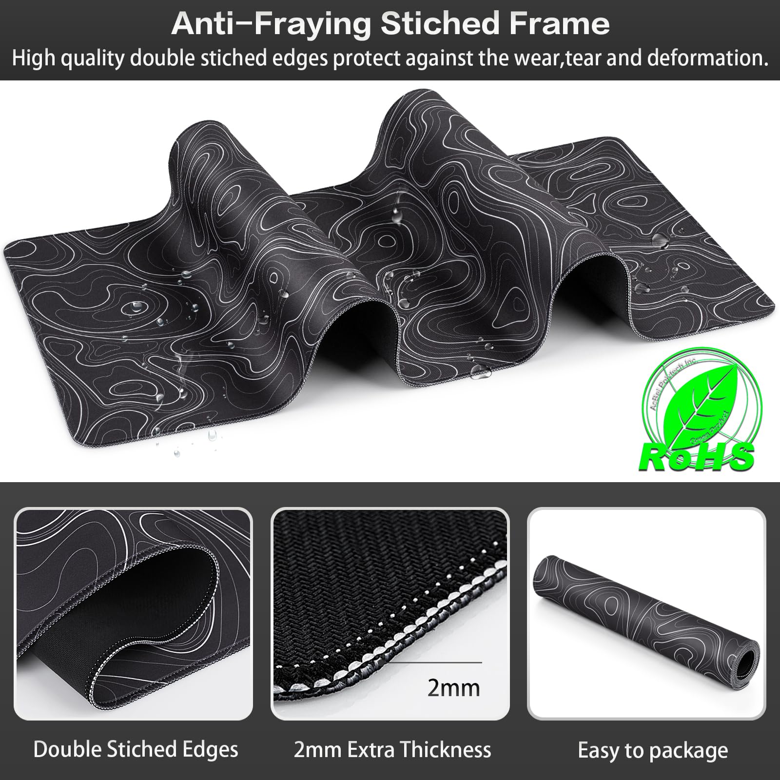 Canjoy - Alfombrilla de mouse para juegos, contorno topográfico, 35.4 x 15.7 pulgadas, grande, extendida, para computadora, teclado de escritorio completo, alfombrilla de mouse para juegos, oficina,
