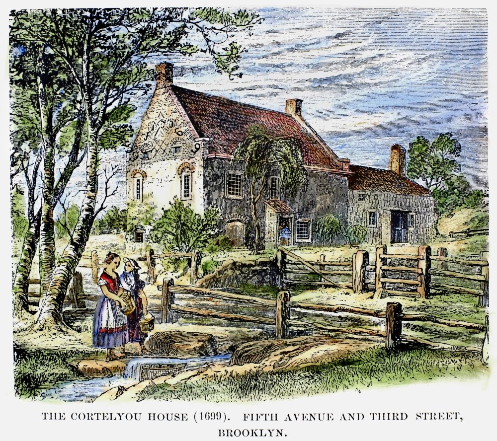 Brooklyn Dutch House Nthe Cortelyou House 1699 At What Is Now The Corner Of Fifth Avenue And Third Street Brooklyn New York Wood Engraving 19Th Century Poster Print by (18 x 24)