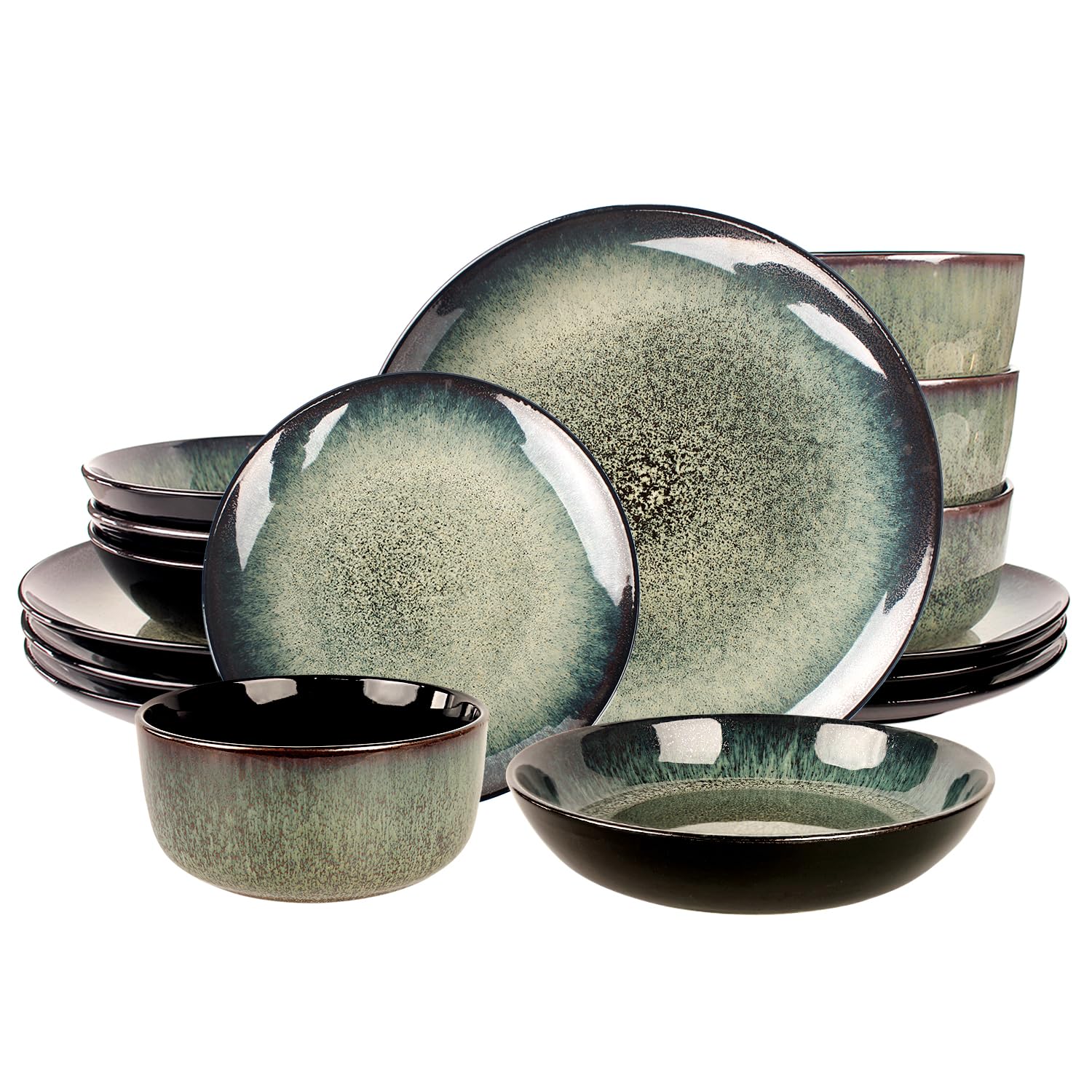 jinsongdafa Dinnerware Sets(16Pcs) Serves for 4, Reactive Glaze Tableware Set with 7.9