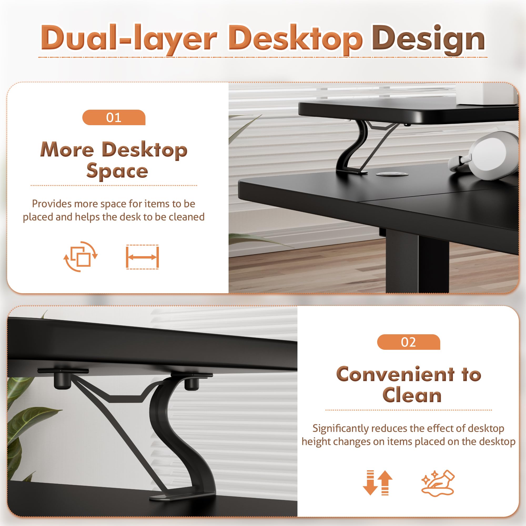 JUMMICO Electric Standing Desk Adjustable Height Desk 47 x 24 Inch with Monitor Stand Home Office Computer Desk — view 6