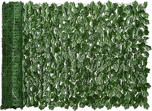 DearHouse Pantalla artificial para valla de privacidad, 118.1 x 59.1 pulgadas, valla de setos artificiales y hoja de arce de hiedra artificial,