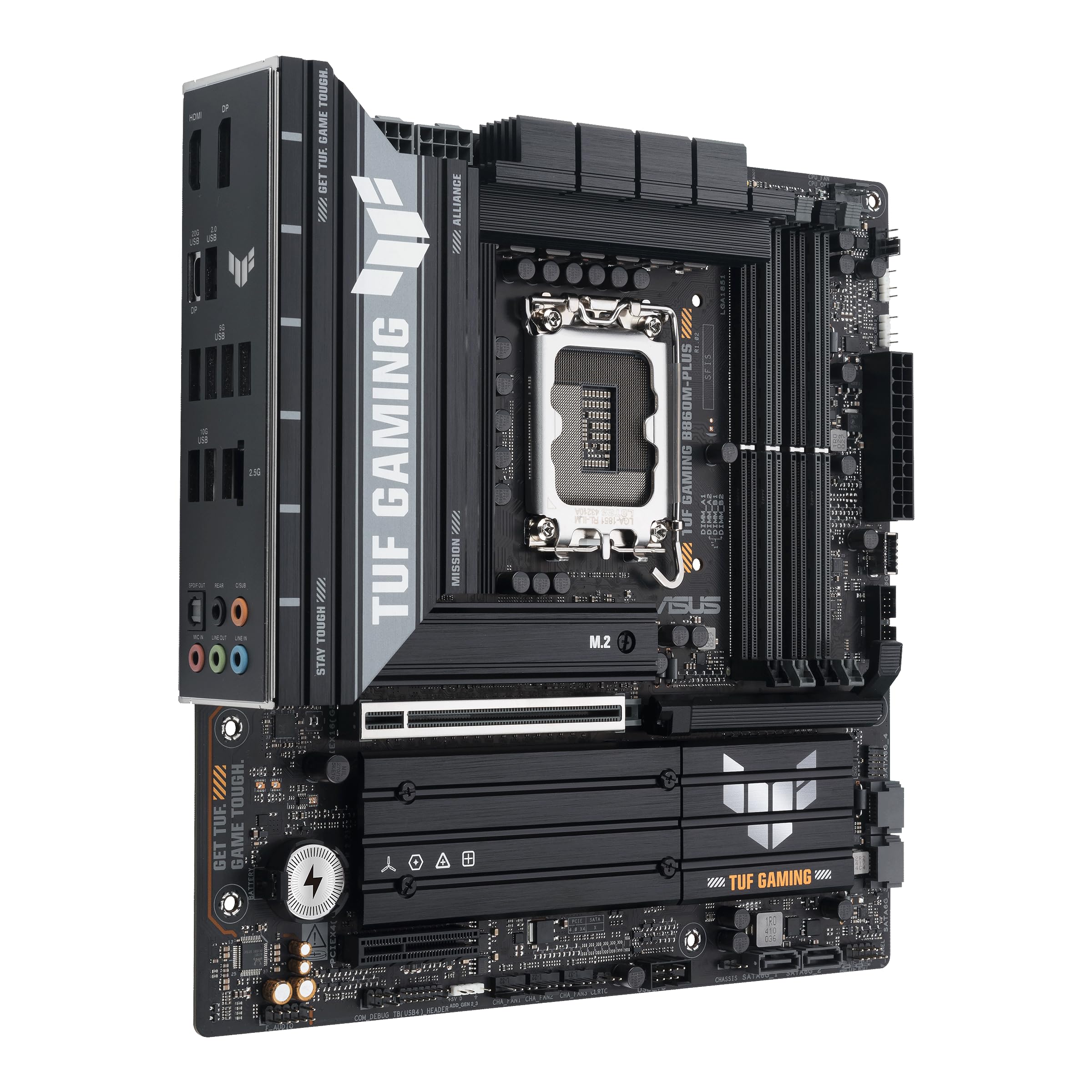 ASUS TUF GAMING B760M-PLUS Mainboard Sockel Intel LGA 1700 (Intel B760, mATX, DDR5 Speicher, PCIe 5.0, 2x M.2, Thunderbolt 4, Aura Sync) – Ansicht 3