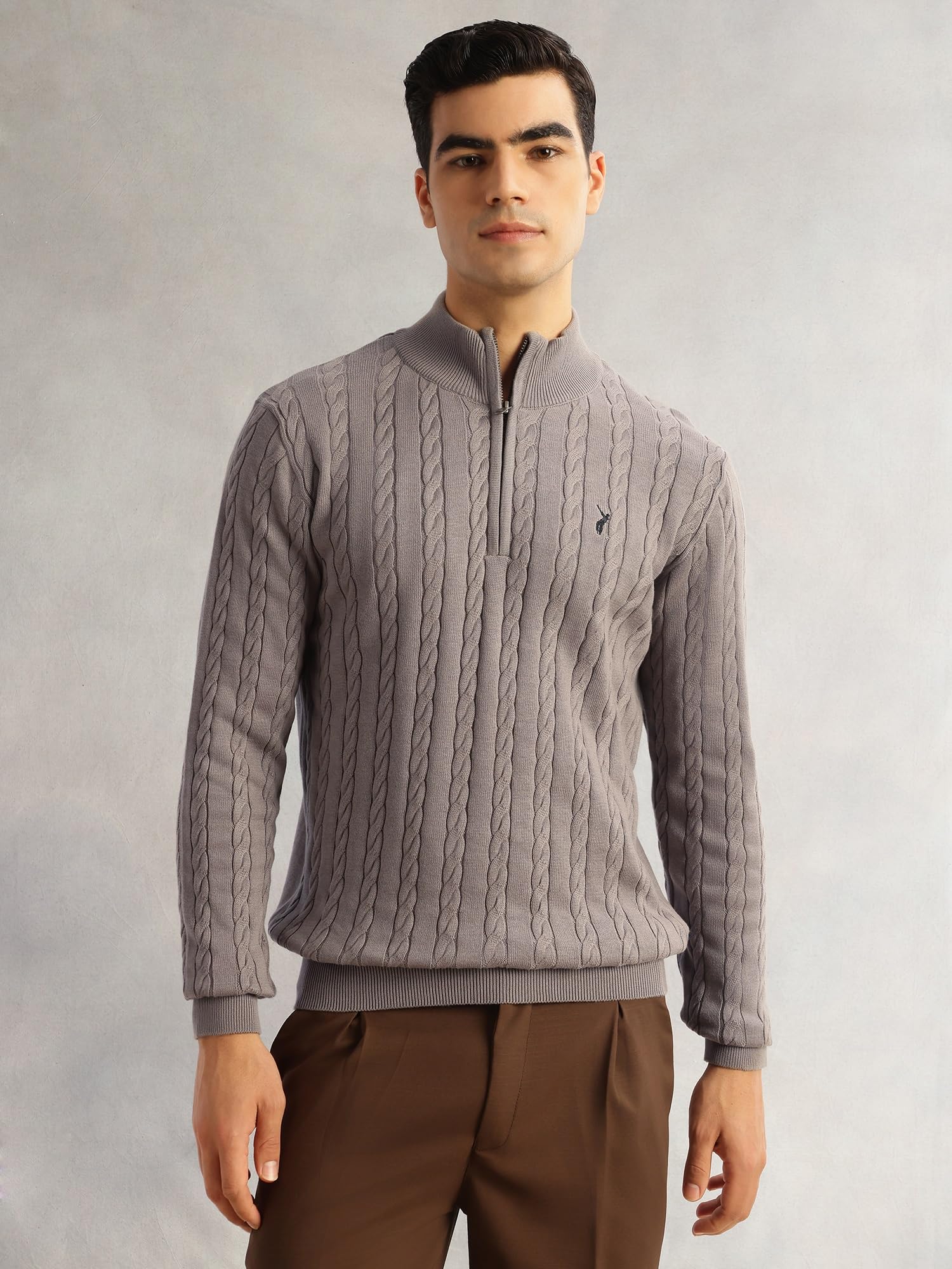 Thomas Scott Maglione da uomo in 100% cotone a maniche lunghe con colletto alla coreana