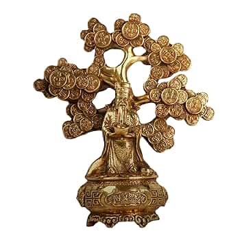 Amazon.com: Usoway 铜财神发财树铜聚宝盆树家居办公室铜摇钱树