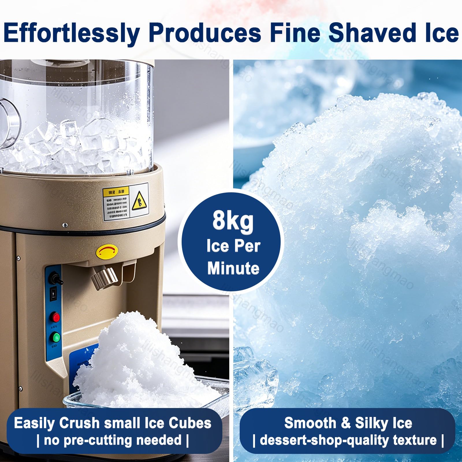 Trituradora De Hielo Eléctrica para Cócteles, Máquina para Granizados con Regulador De Grosor Manual Y Dosificador De Hielo, Acepta Cubitos De Hielo De hasta 3x3 cm, Ideal para Fiestas