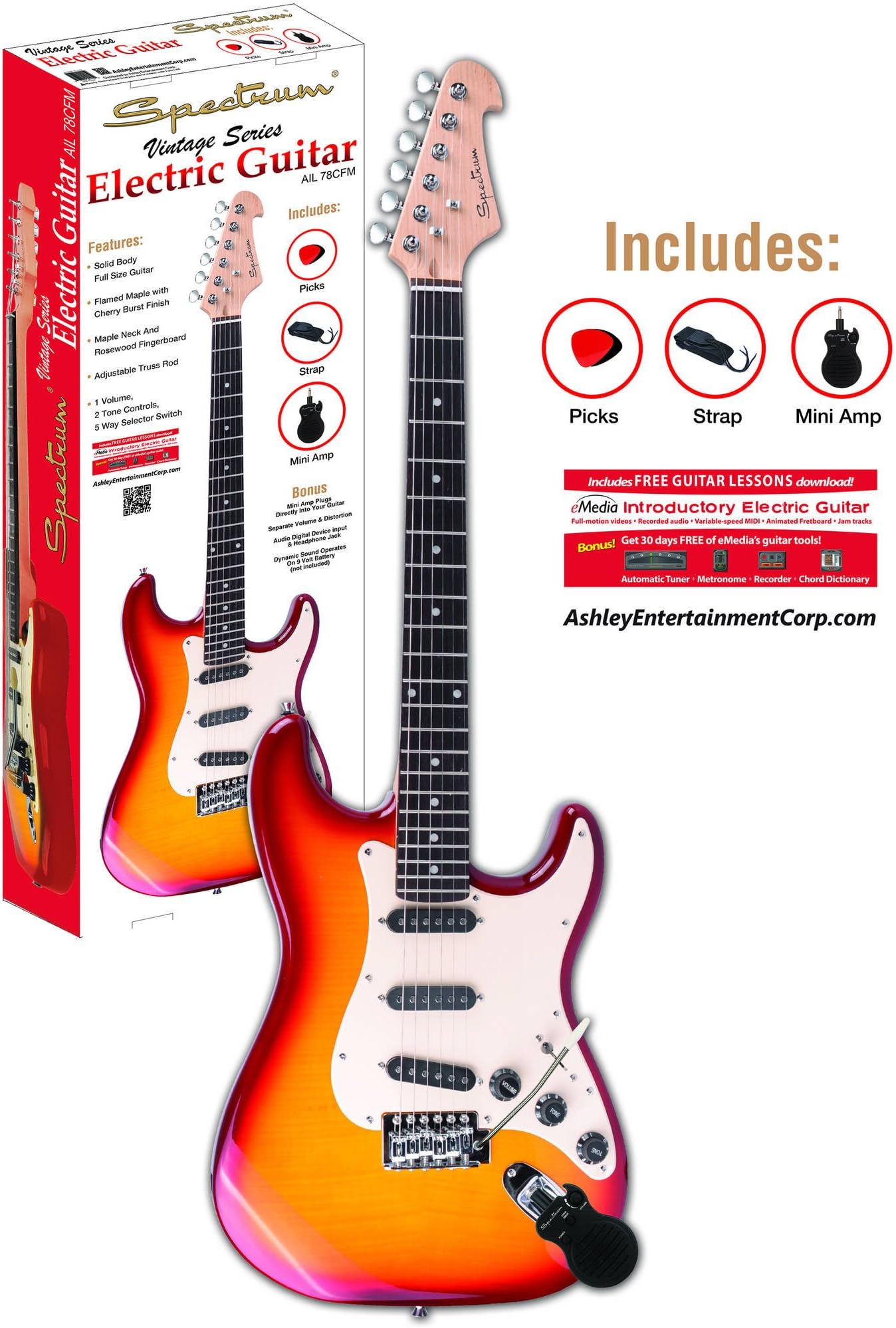 Ashley Entertainment 6 String Electric Guitar Pack. (AIL 78CFM)