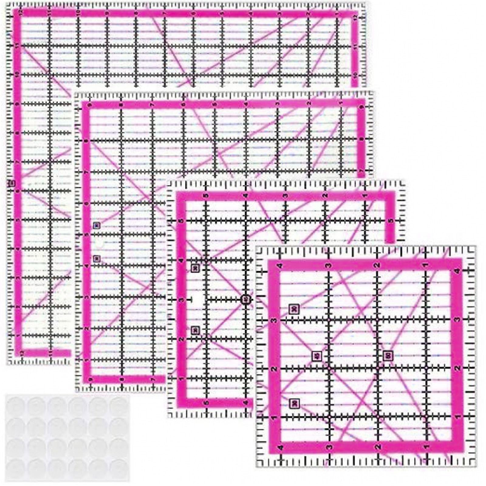 Jazuaiao 4Pcs Sewing Ruler Set Clear Acrylic Quilting Templates Patchwork for Fabric Cutting Dressmaking Sewing Measuring Patchwork Set