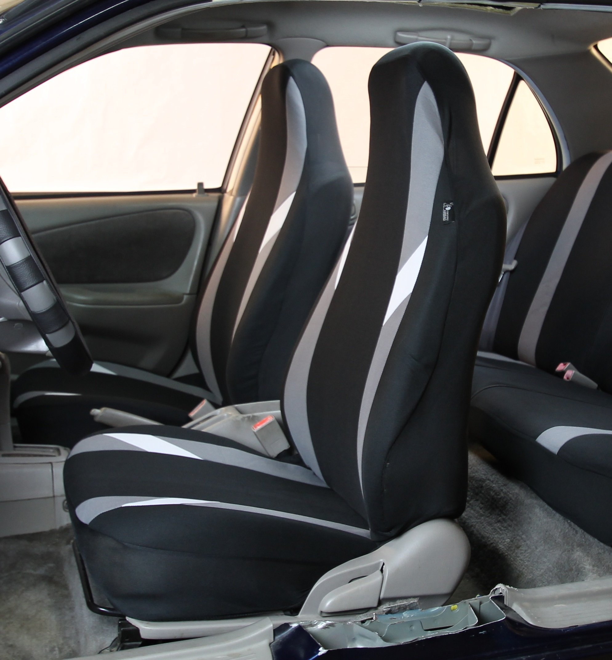 FH Group FB133102 Premium Modernistic Seat Covers Gray/Black- Fit Most Car, Truck, SUV, or Van