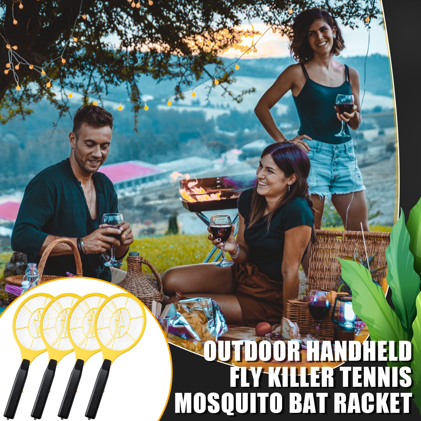 Qualirey Raqueta Electrica Zapper Zanzariere 1500 V Racchetta 43,9 cm Zanzariera Elettronica Swatter Palmare Killer Tennis Zanzara Racchetta per esterni e interni