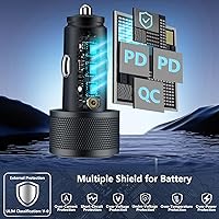 Vista 6 de [Apple MFi Certified] iPhone 17 Car Charger Fast Charging, KYOHAYA 3-Port 67W PD/QC Car Power Adapter USB-C Charger Cigarette Lighter + Type-C