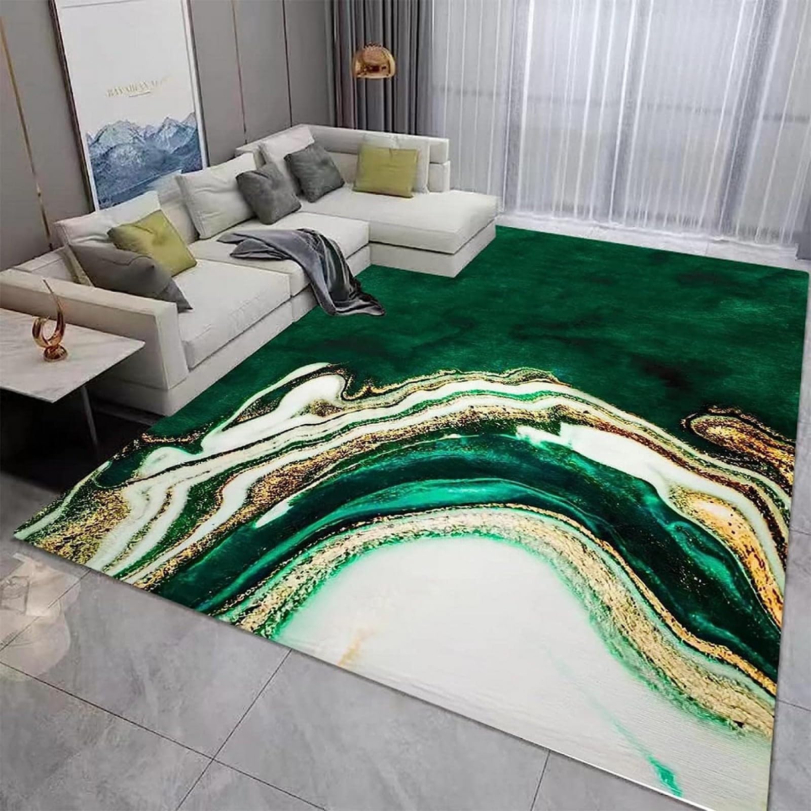 Tapis de salle à manger doux imprimé en 3D effet marbre 120x160