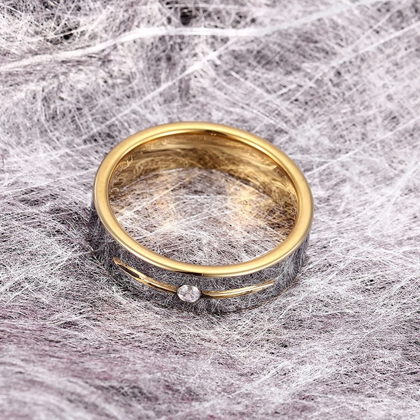 Epinki Halskette Paare 2 Stück Wolfram mit Ring Anhänger, Simple mit Gravur Ich Liebe Dich Partner Ketten mit Zirkonia Weiß, Silber Gold für Frauen & Männer, Breite 6MM - Herren 60cm, Damen 50cm