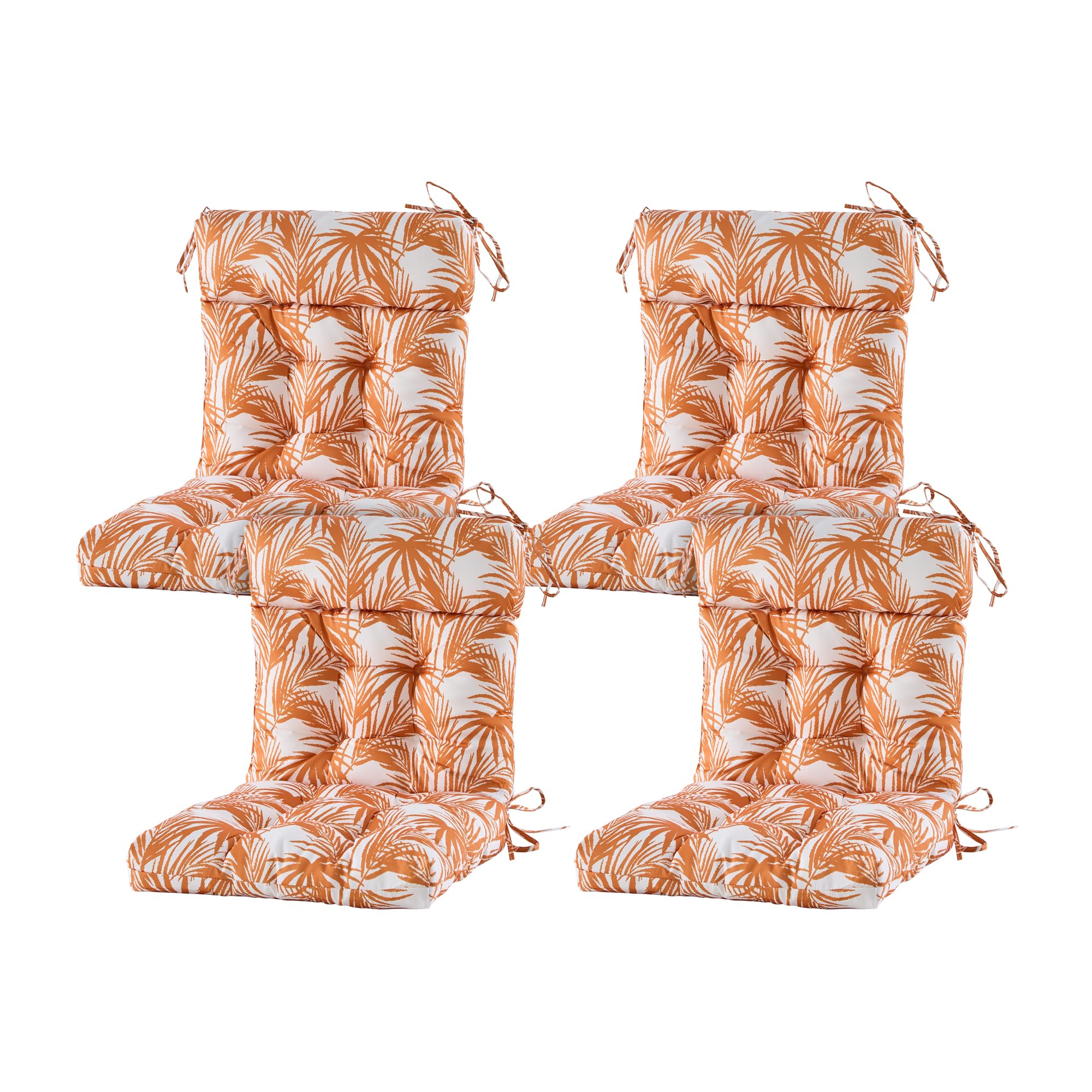 Photo 1 of ARTPLAN Outdoor Chair Cushion,Tufted Adirondack Patio Chair Cushion,Wicker High Back Outdoor Seat Cushion,Set of 4,44" L x 21" W x 4" H (4 Pack),Floral Orange Leaves