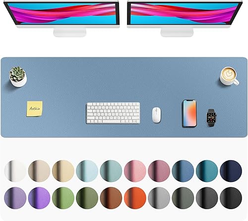 Miniatura 95 de Aothia - Protector de escritorio de cuero sintético, base para mouse, superficie antideslizante e impermeable para escribir y para laptop, para