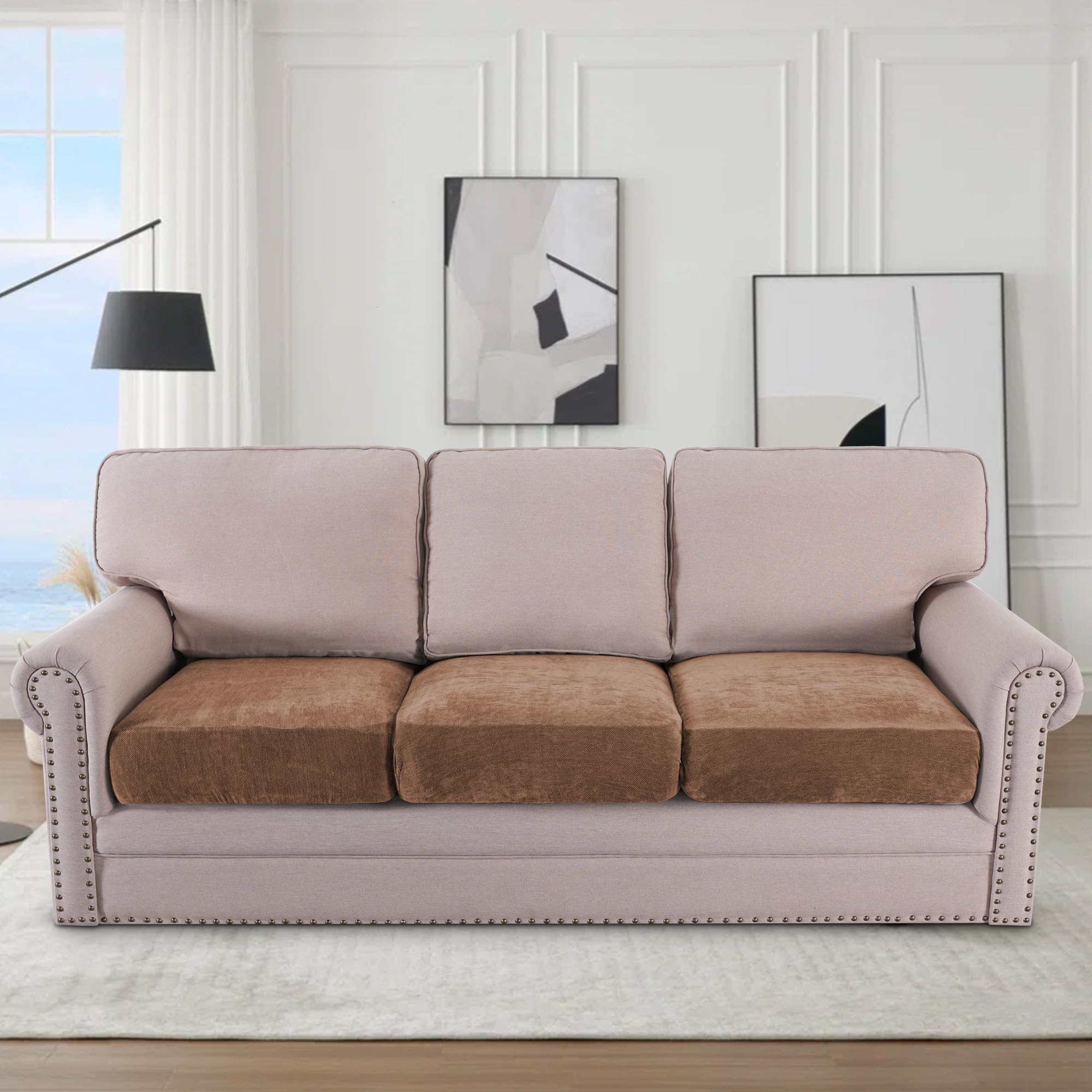 H.VERSAILTEX Stretch Mixed-Color Chenille Couch Cushion Cover Soft Sofa Covers Individual Seat Couch Slipcover Sets Furniture Protector Seat Cushion