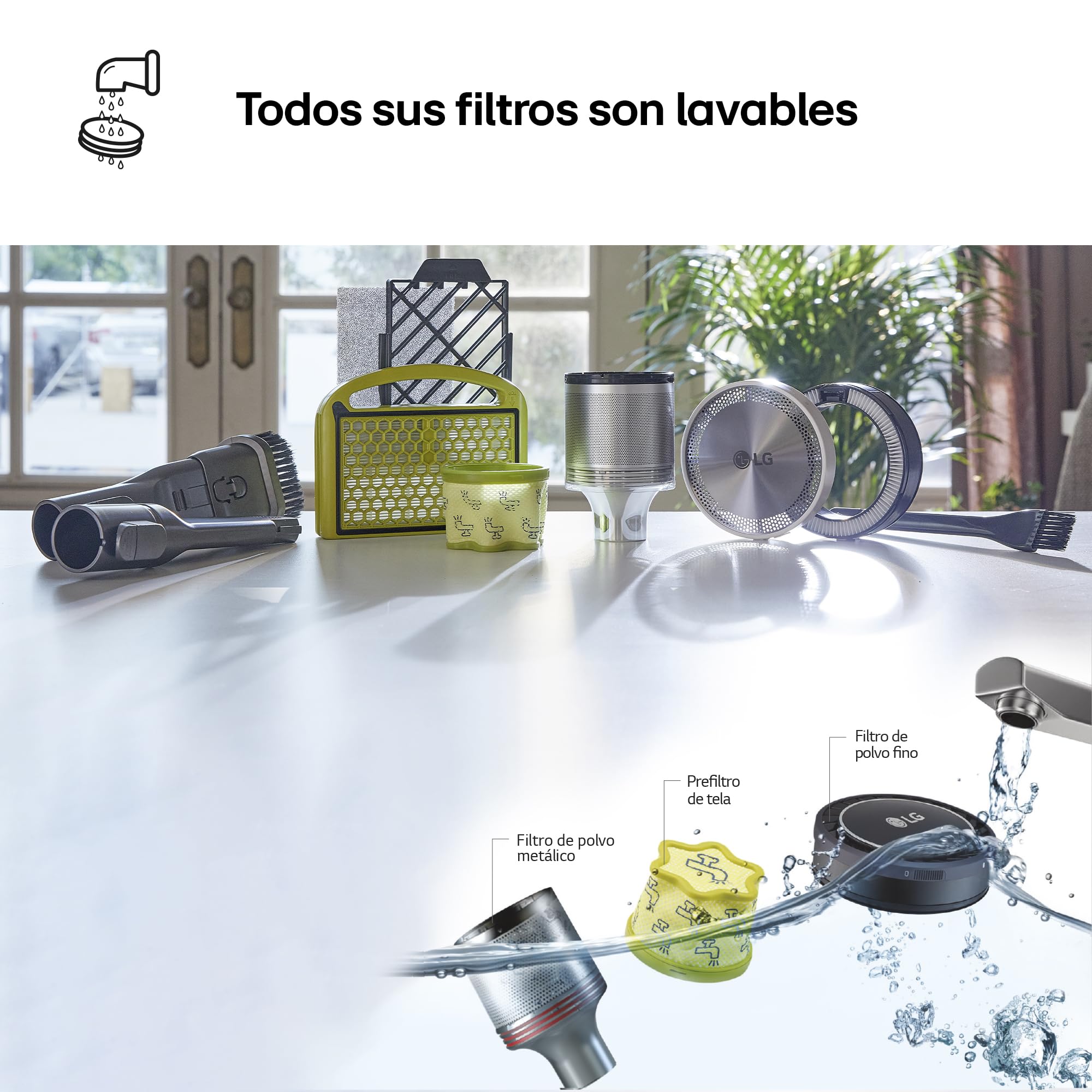 LG A9K-CORE3S - Aspirador Escoba, Kompressor 260W succión, con Doble batería y Sistema de compresión de Polvo, Silver
