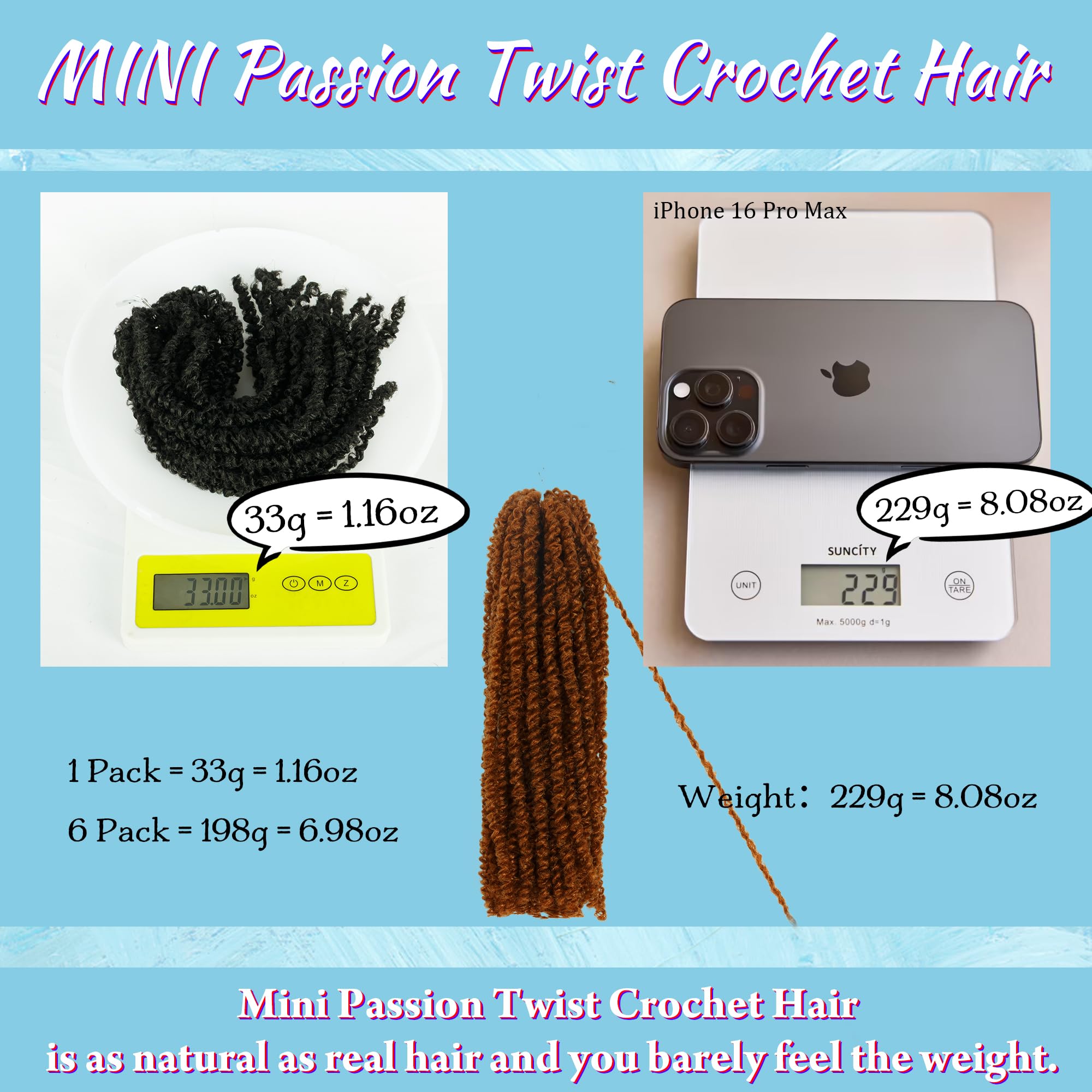 Lot de 6 paquets d'extensions de cheveux Passion Twist au crochet pour femme noire, pré-torsadés, élastiques et coupables, tressés par boucle bohème douce (25,4 cm - 6P, brun pur, 30#)