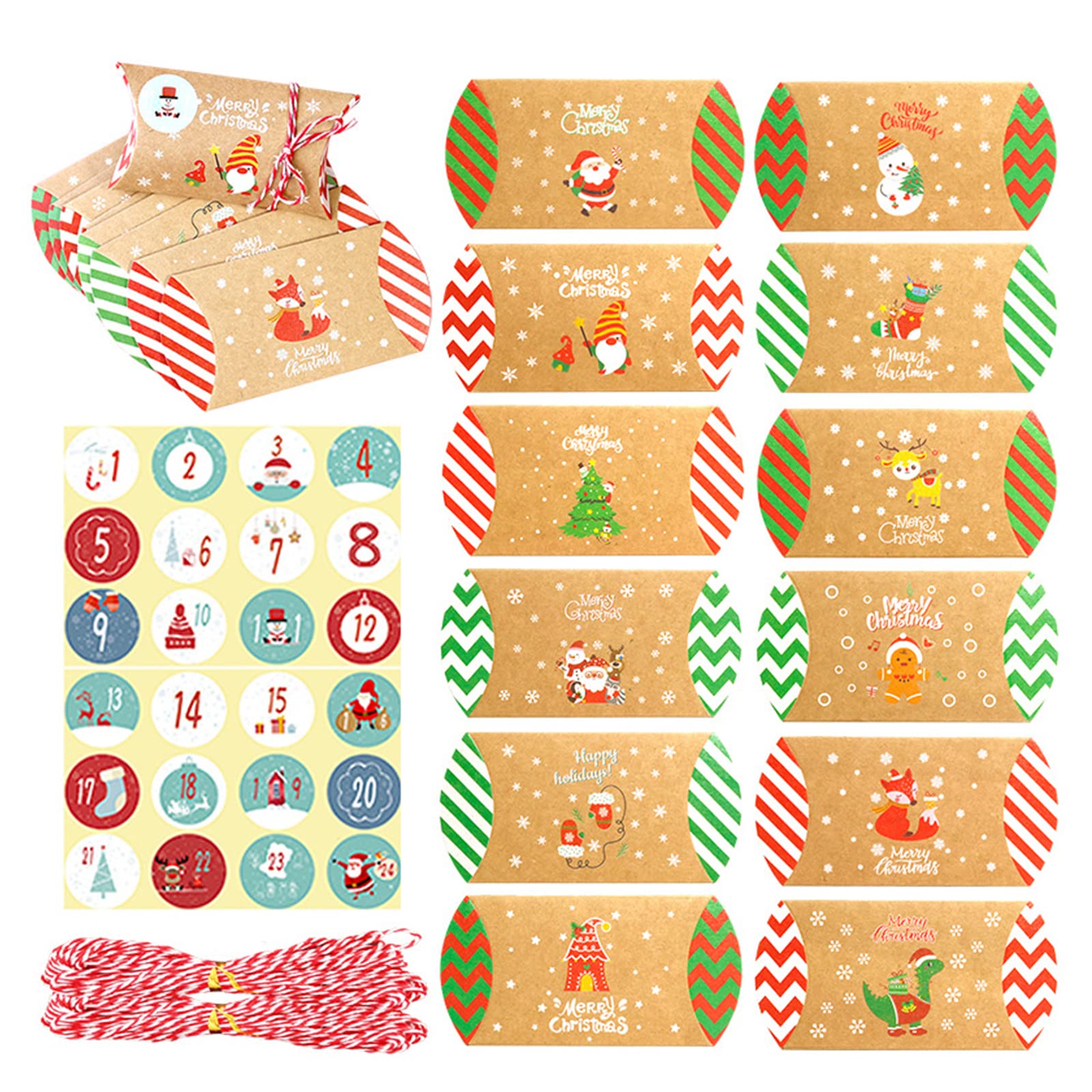 Kalttoy Christmas Small Boxes Gift Pillow Boxes Paper Candy Jewellery Box Christmas Party Favor Party Decoration Supplies Presents