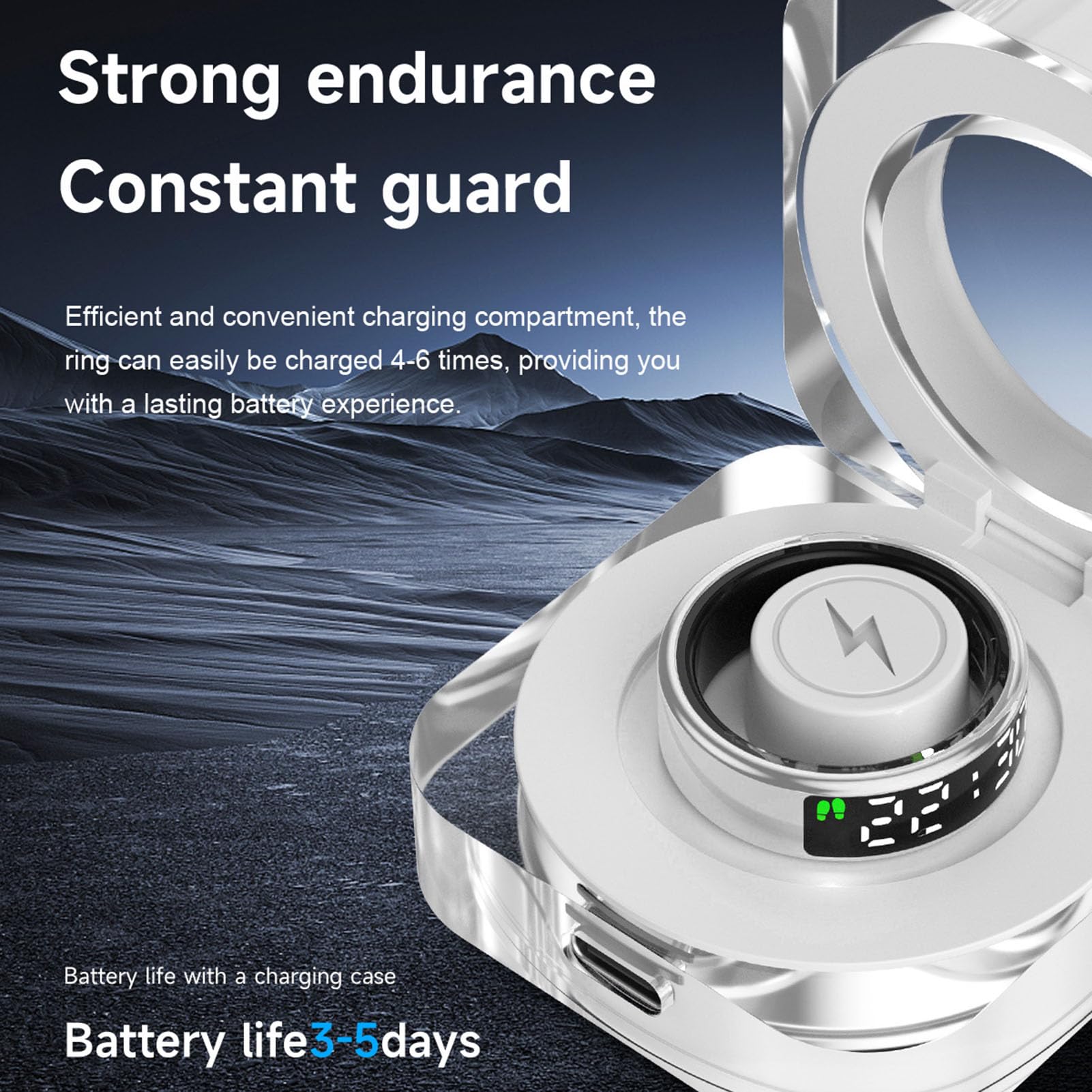 Topiky Bague Connectée, Bracelet d'activité Tactile avec Plusieurs Modes Sportifs, étanche IP68 pour la Course à Pied, Le (Taille 11 (DI 20,6 mm / 0,81 po C 64,6 mm / 2,54 po))