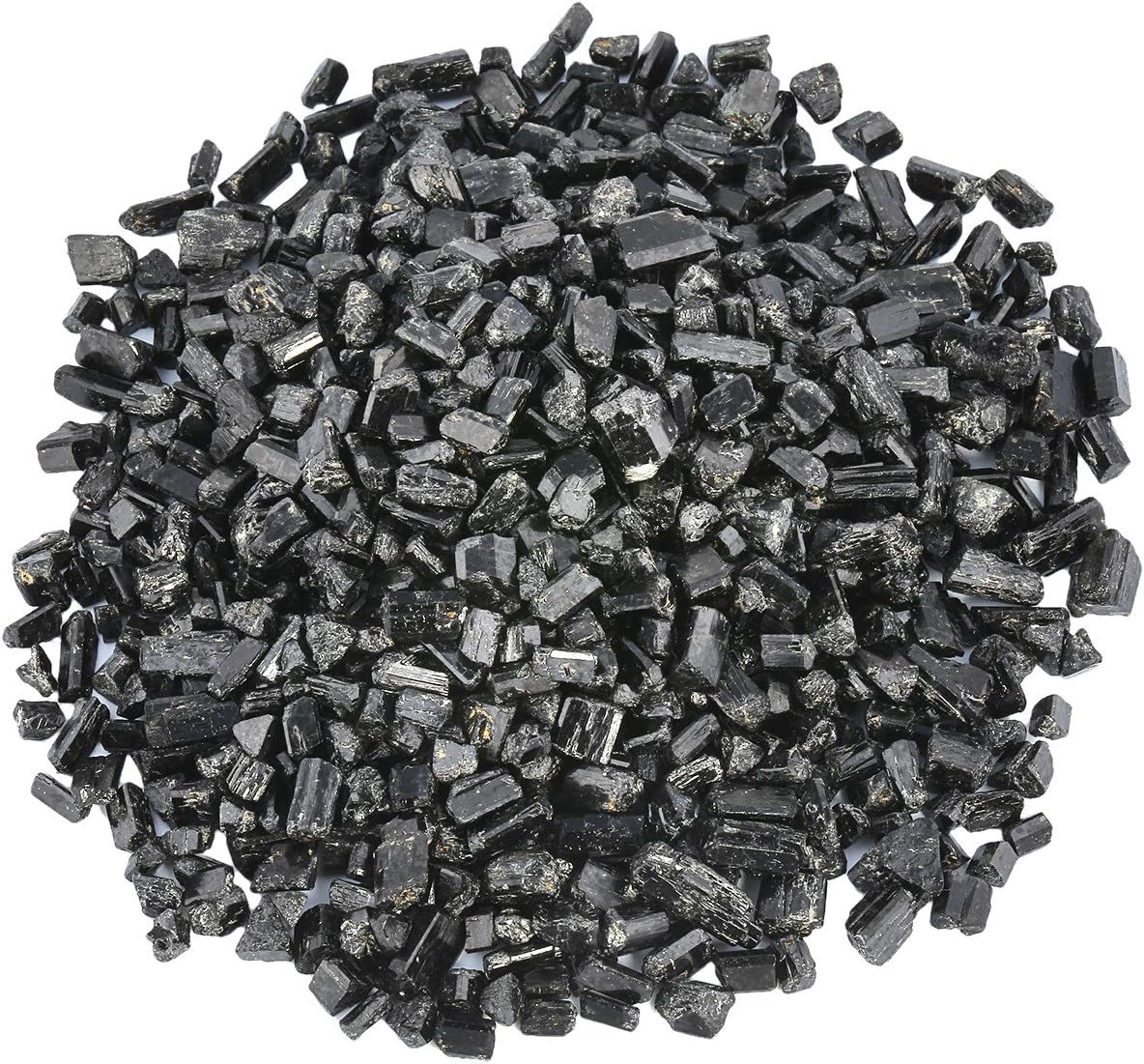 SUNYIK Black Tourmaline Tumbled Chips Stone Crushed Crystal Quartz Pieces Irregular Shaped Stones 1pound(about 460 gram)