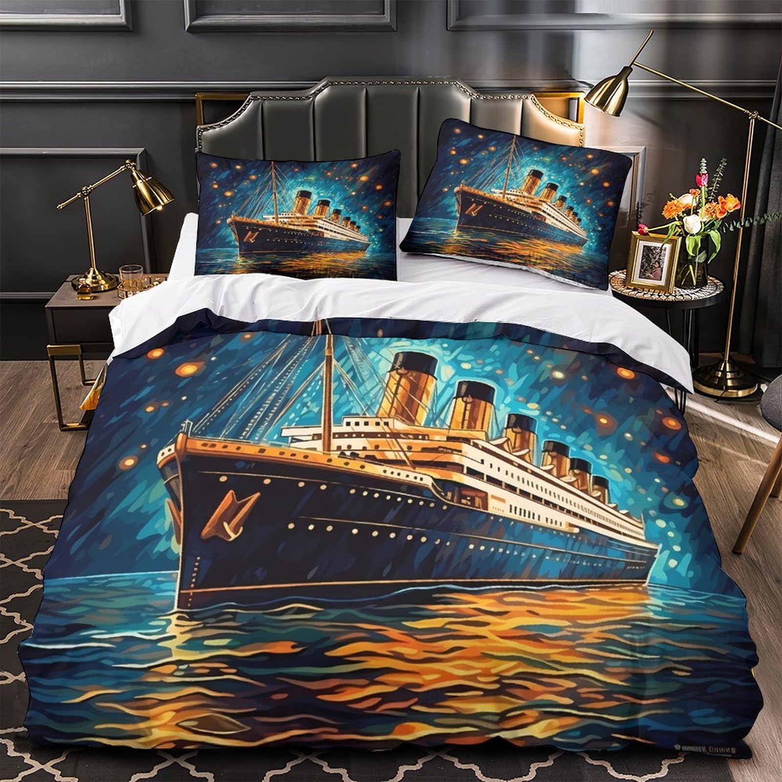 Housse de couette microfibre anti-allergie parure de lit confortable 3D