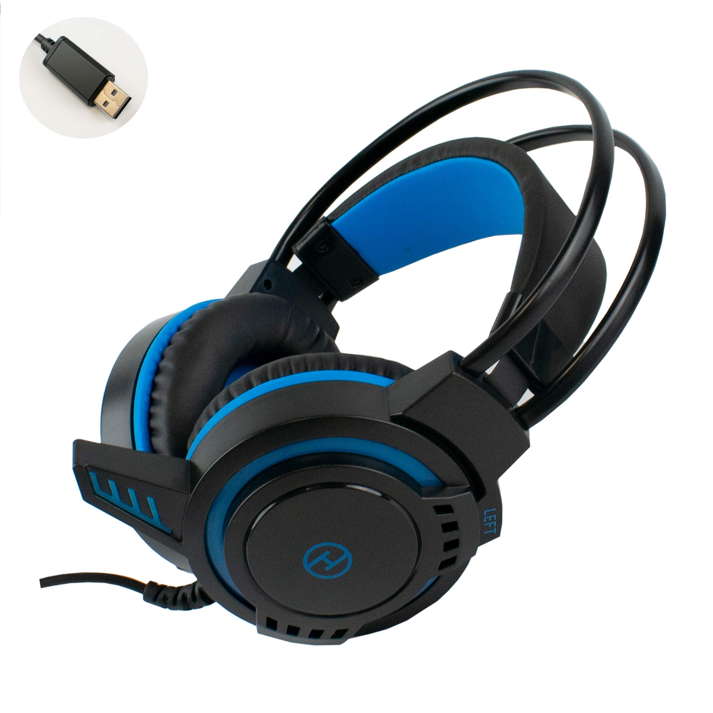 I-CHOOSE LIMITED USB Computer Laptop Gaming Headset with In-Cord Microphone, Skype or Zoom PC Live Chat, Over-Ear, Dynamic Bass, Overhead Stereo Headphones and Mic