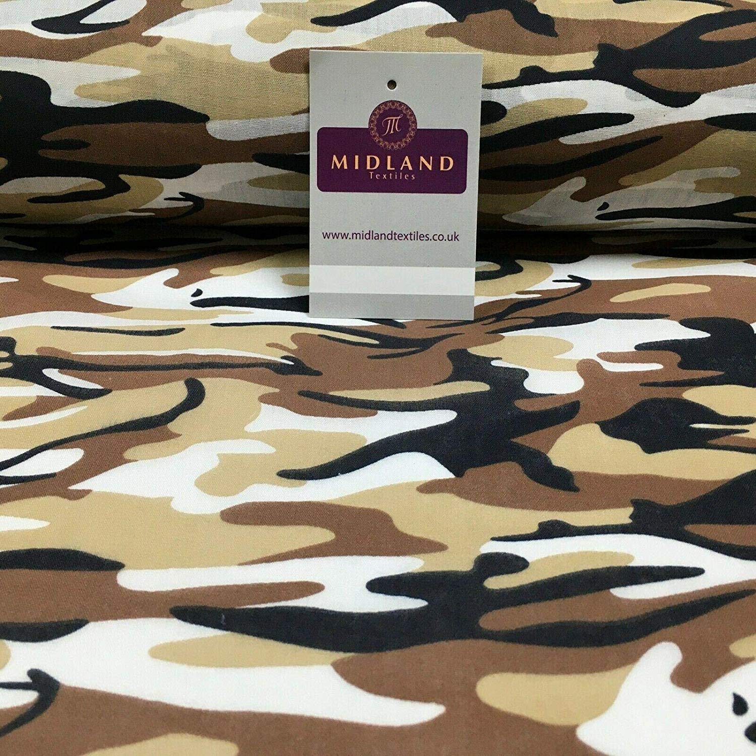 Khaki 1 Metre Pack Army Military Camouflage Polycotton Fabric 110cm Wide MS1352 Mtex
