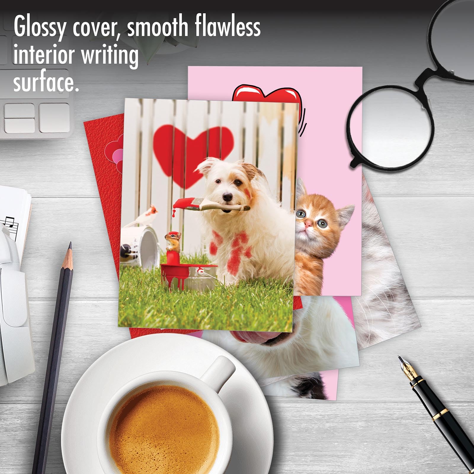 The Best Card Company Pet Love AM10972VDG-B6x6 Lot de 36 cartes de Saint-Valentin assorties 10,2 x 13,9 cm avec enveloppes (6 motifs, 6 de chaque)