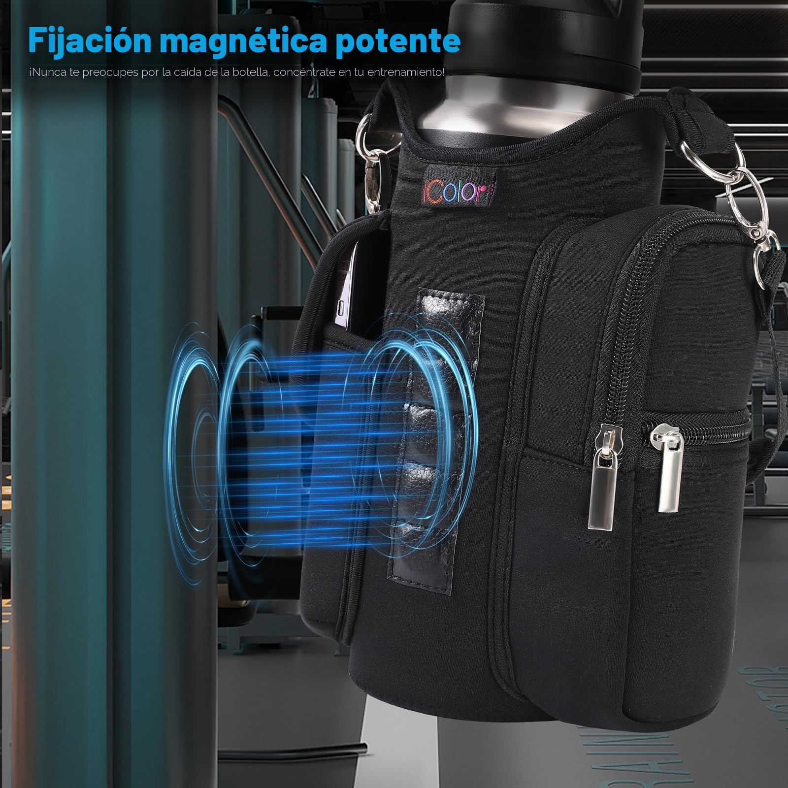 icolor Magnetic Gym Bag with Water Bottle Holder, 5 Fitness Bag Covers